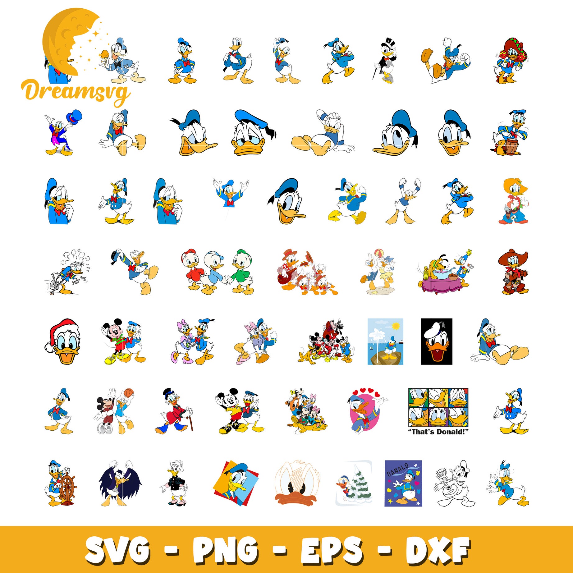 Disney donald duck cartoon bundle svg, donald duck character​ svg