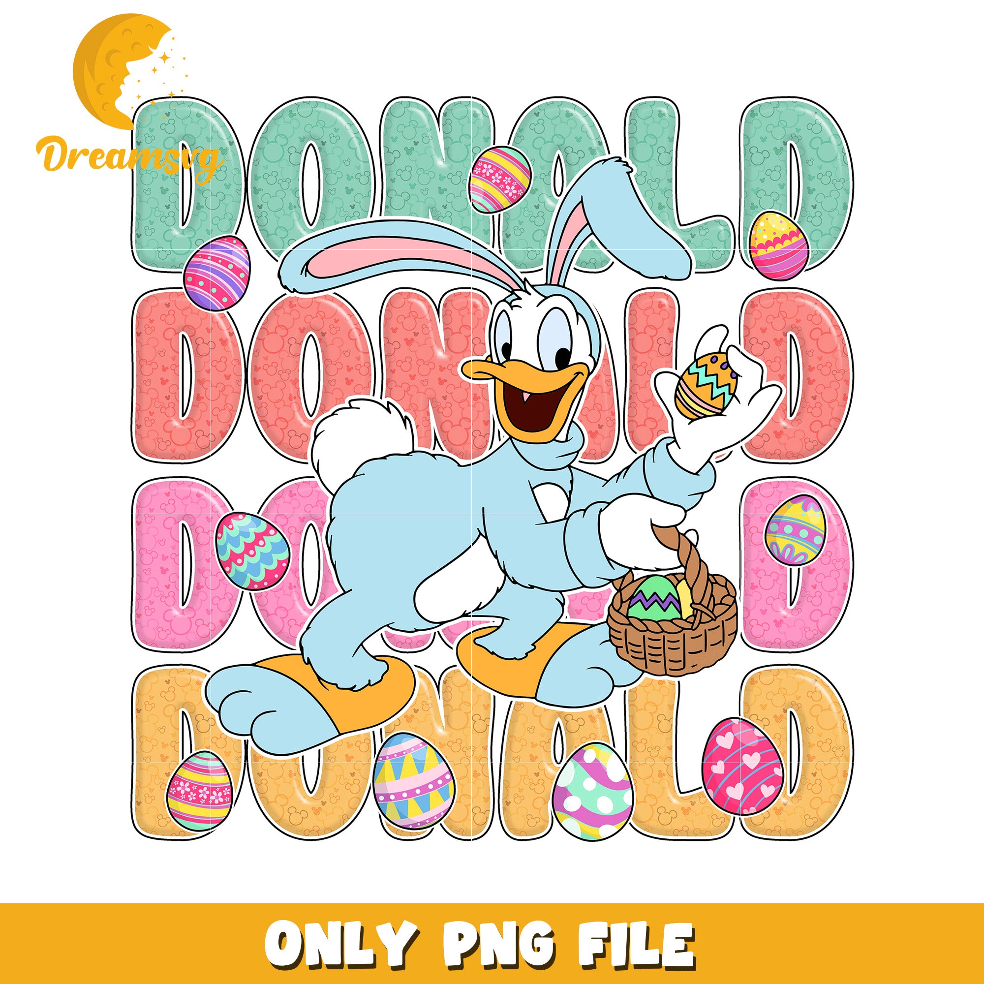 Donald Duck Easter Bunny PNG Sublimation Design