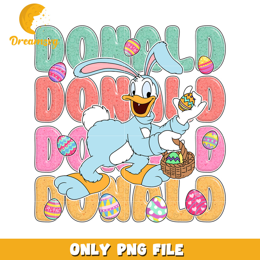 Donald Duck Easter Bunny PNG Sublimation Design