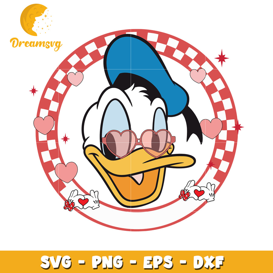 Donald Duck Heart Sunglasses SVG Cute Love Design for Crafts