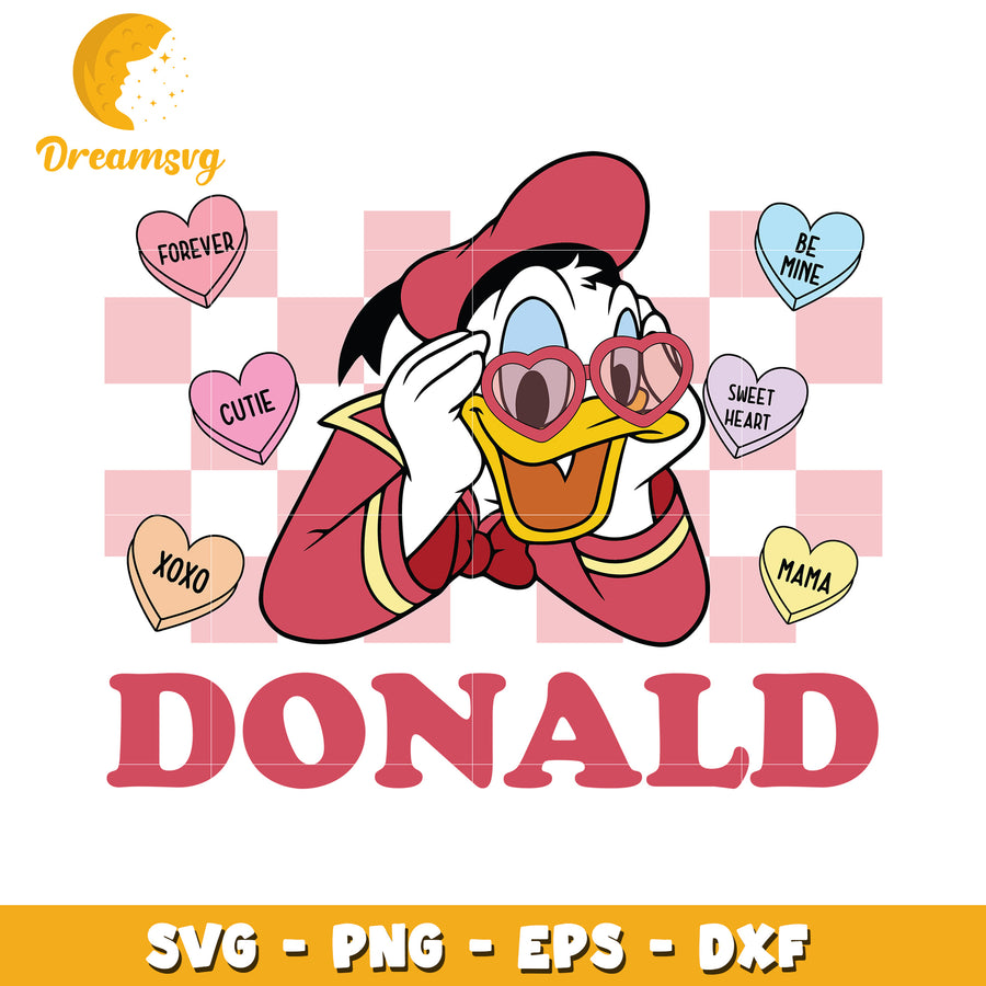 Donald Duck Valentines SVG Cut File
