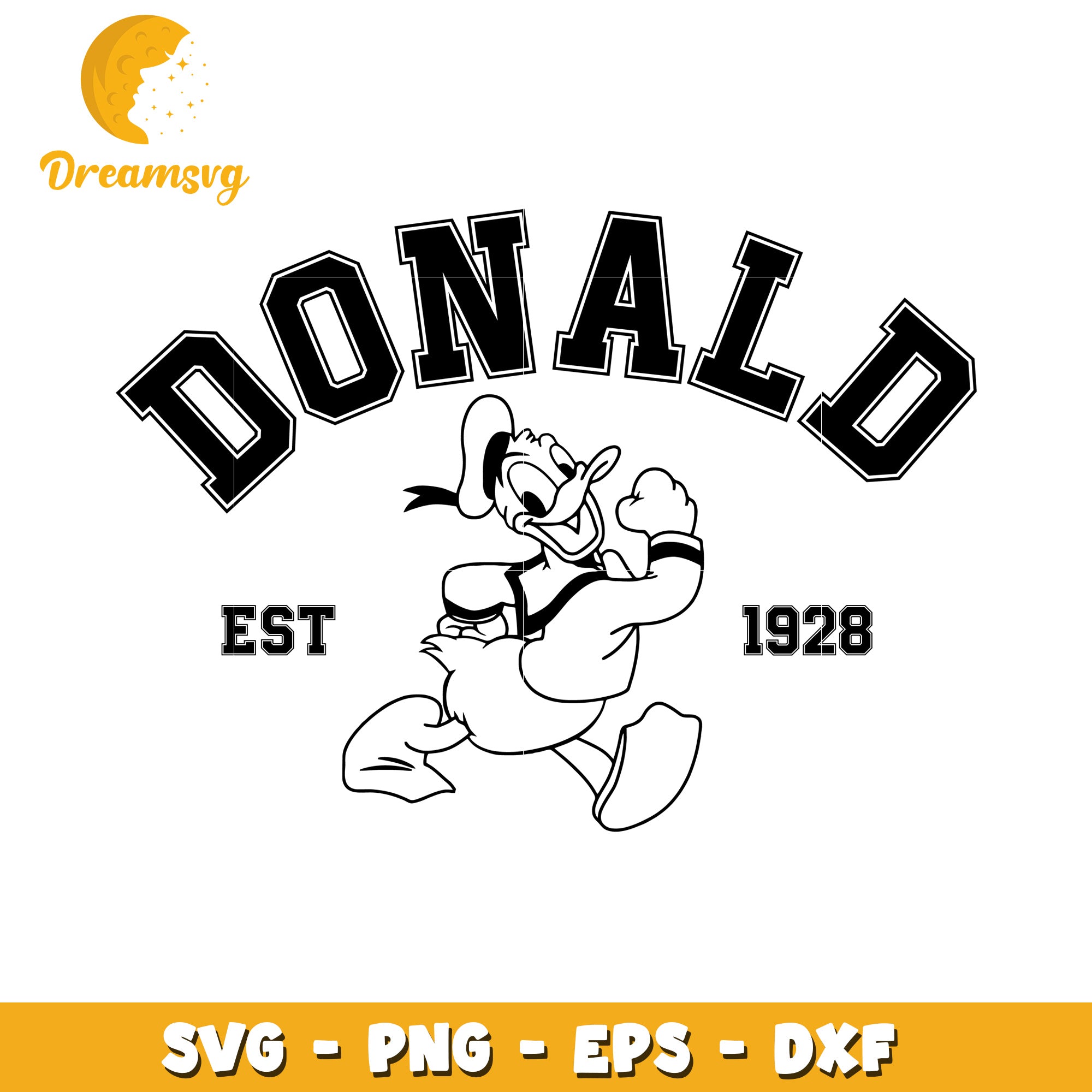 Donald Duck Vintage SVG Design for Craft Projects and Prints