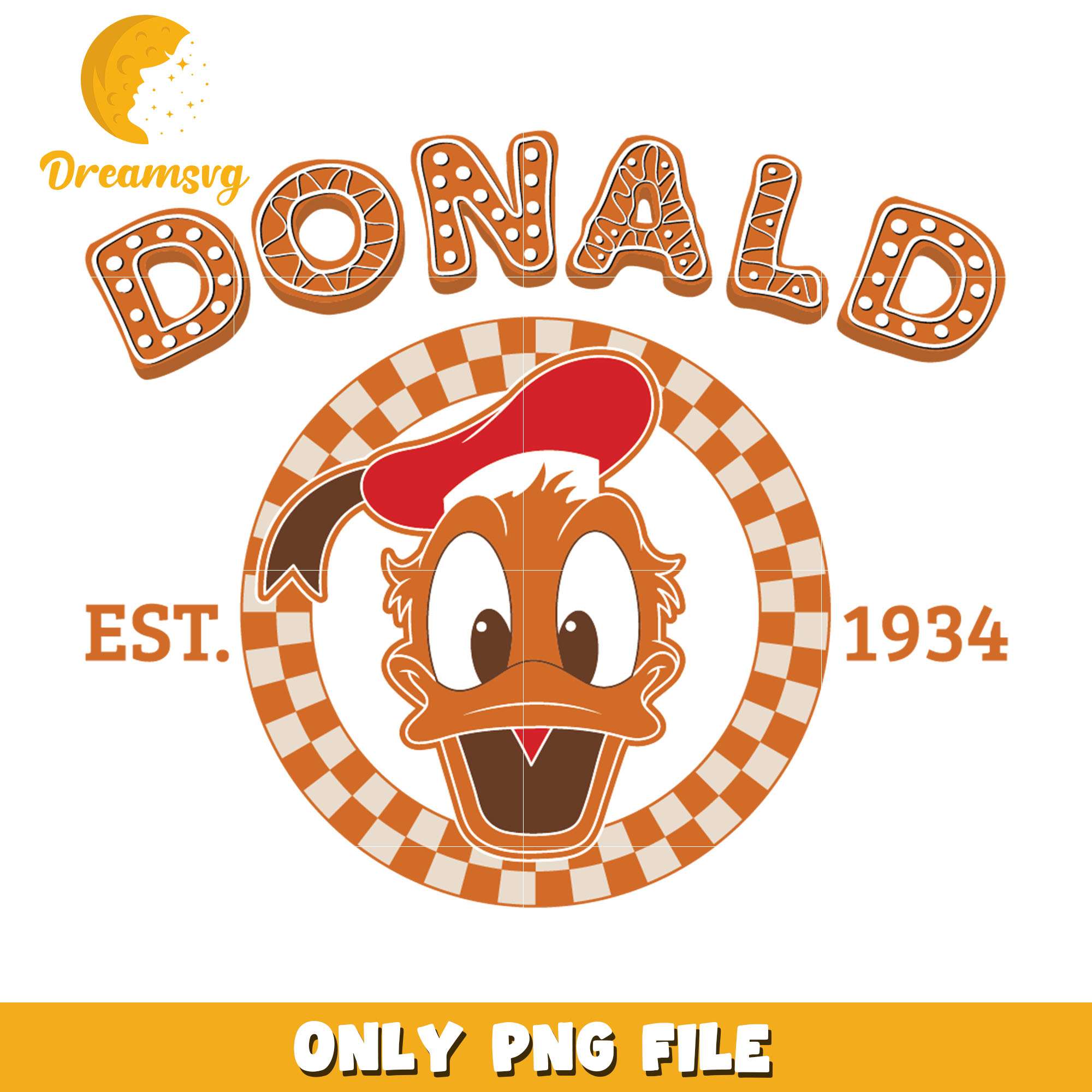 Donald face gingerbread est 1934 png, donald png, christmas png
