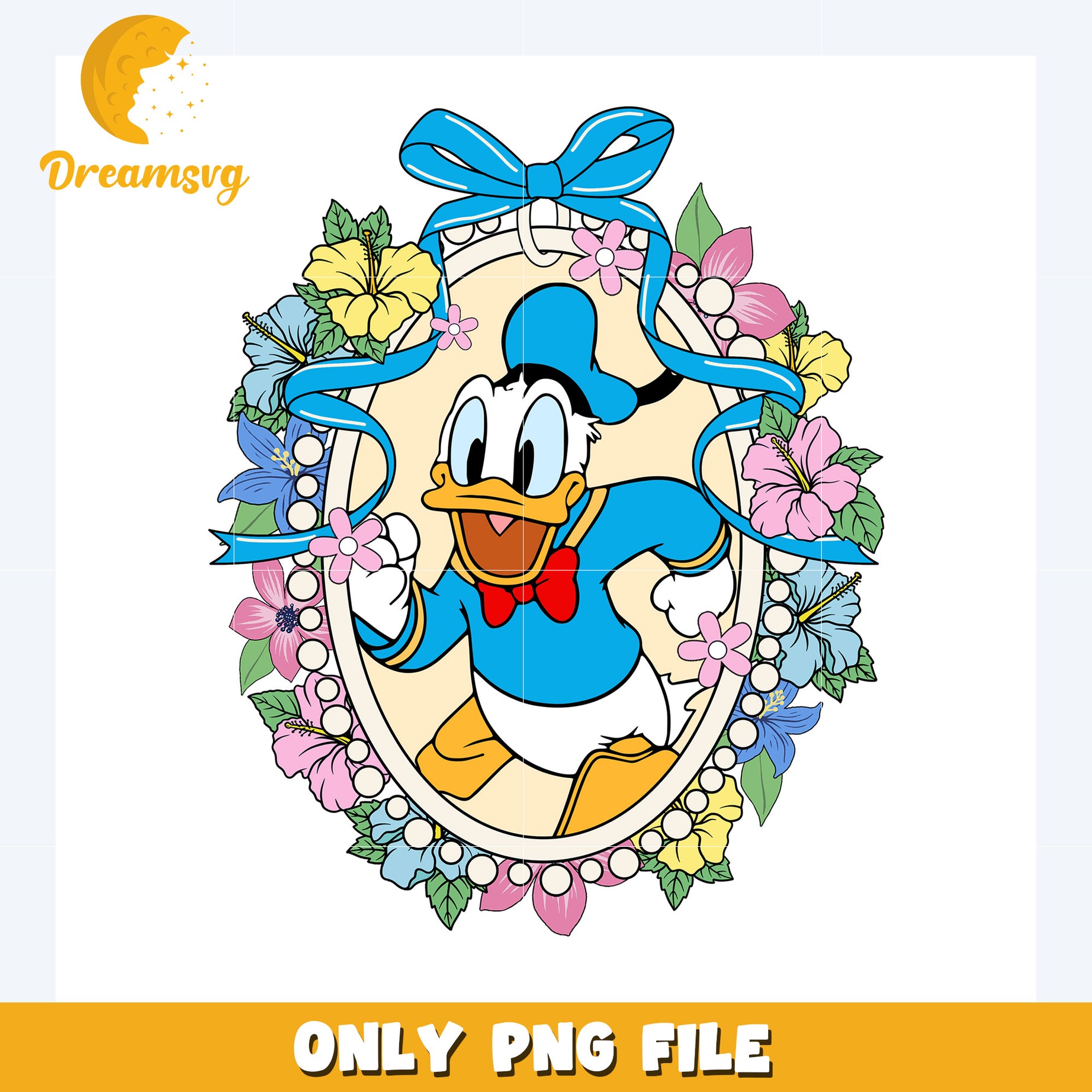 Donald duck picture frame design png, disney plus png, disney world png