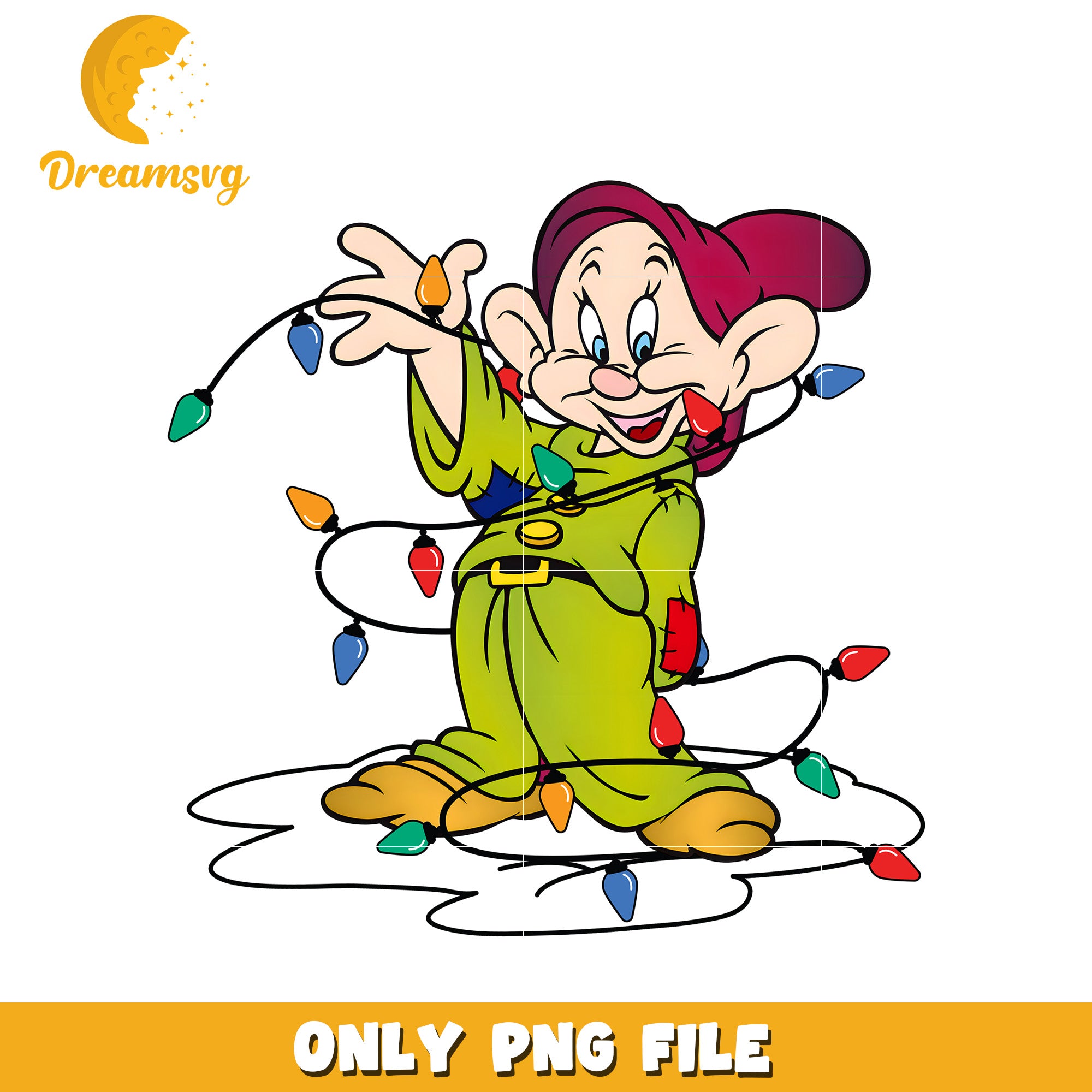 Dopey christmas design png, merry disney png, holiday magic png