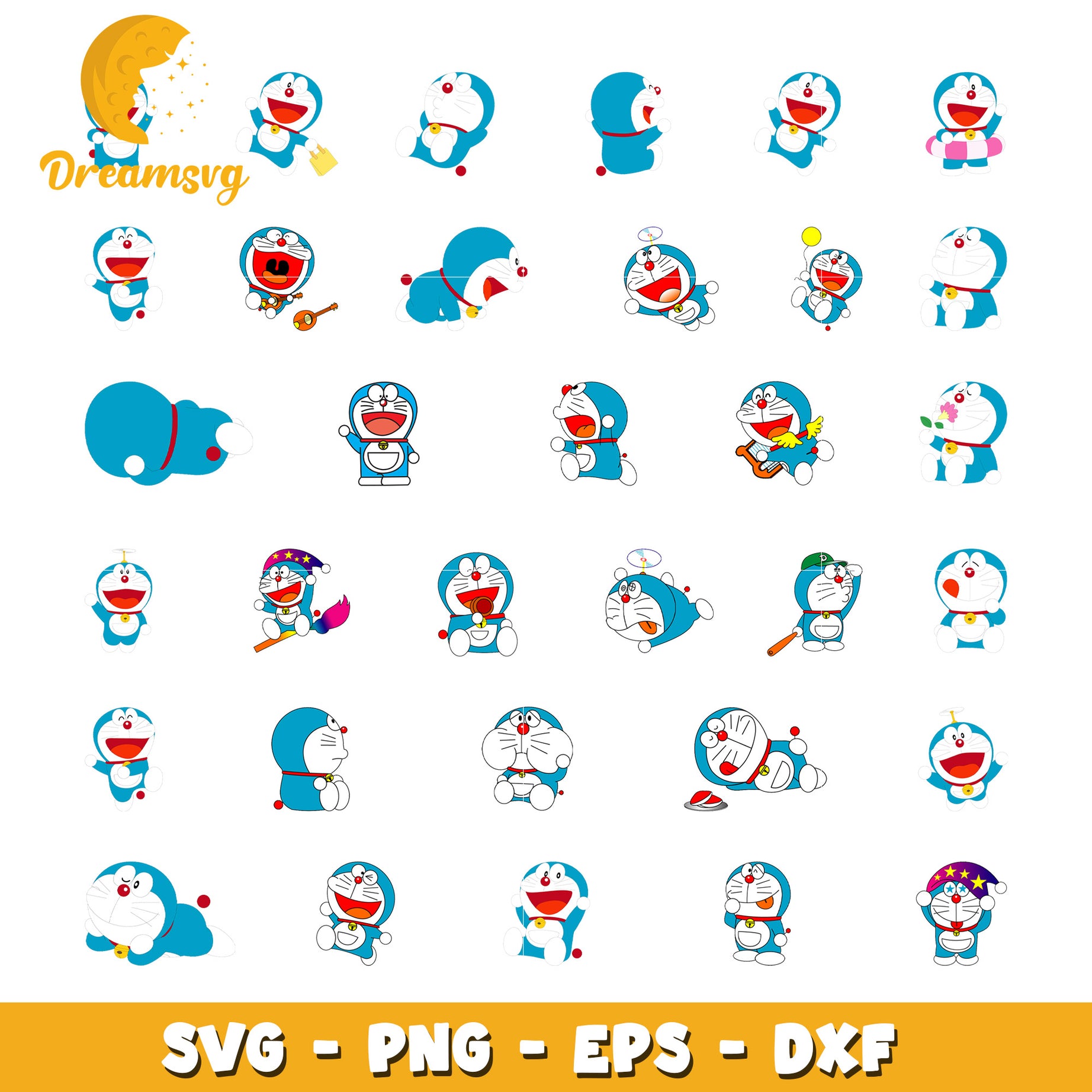 Doraemon cartoon character design bundle svg, doraemon​ svg