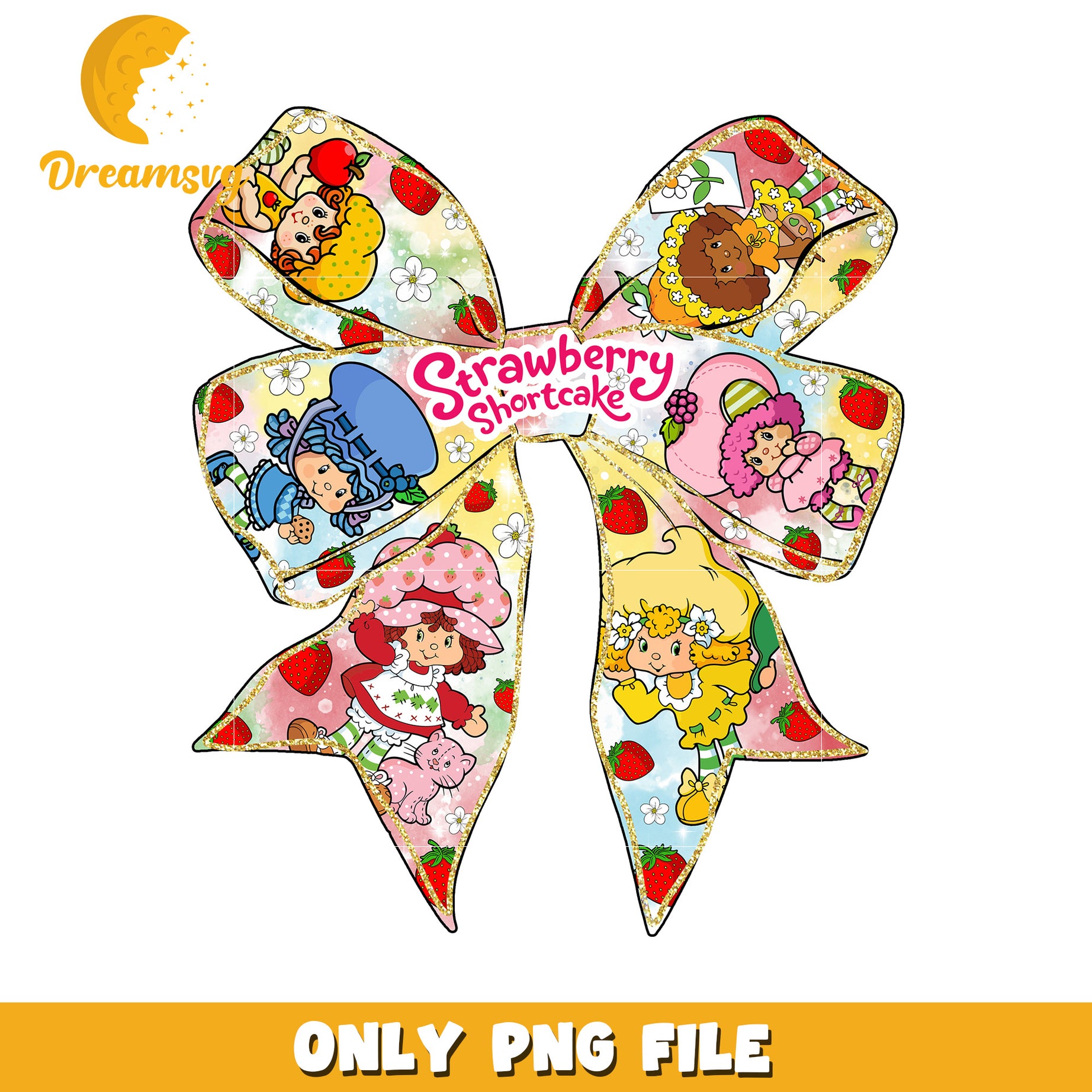 Download Strawberry Shortcake Bow PNG, Cute Retro Design