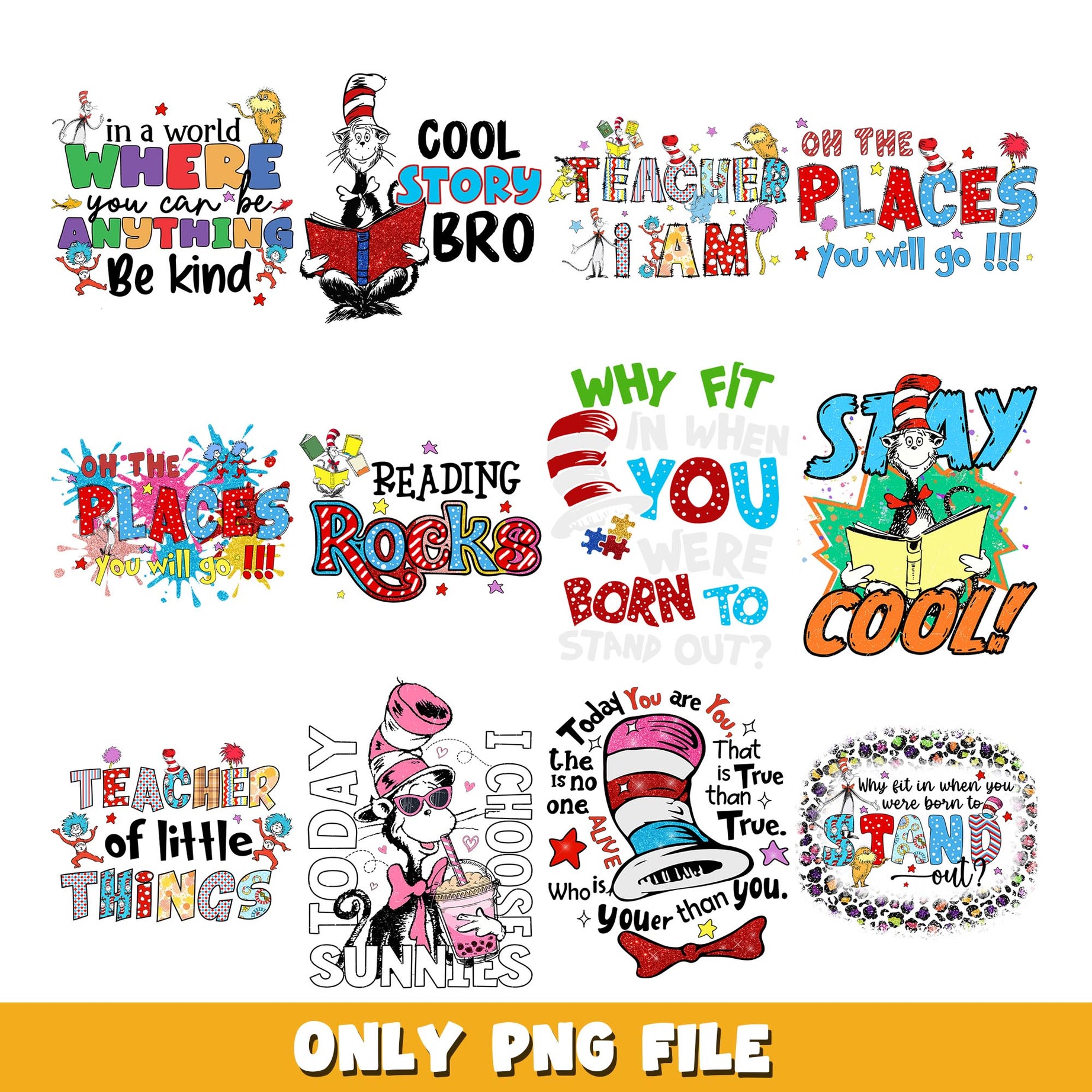  Cat And The Hat Layered png, Dr Seuss  bundle png, cartoon png 