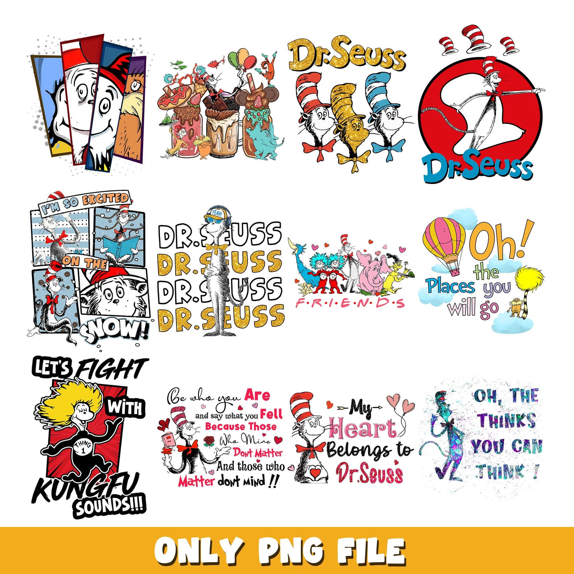 Quotes Cat in hat png, Dr Seuss  bundle png, cartoon png 