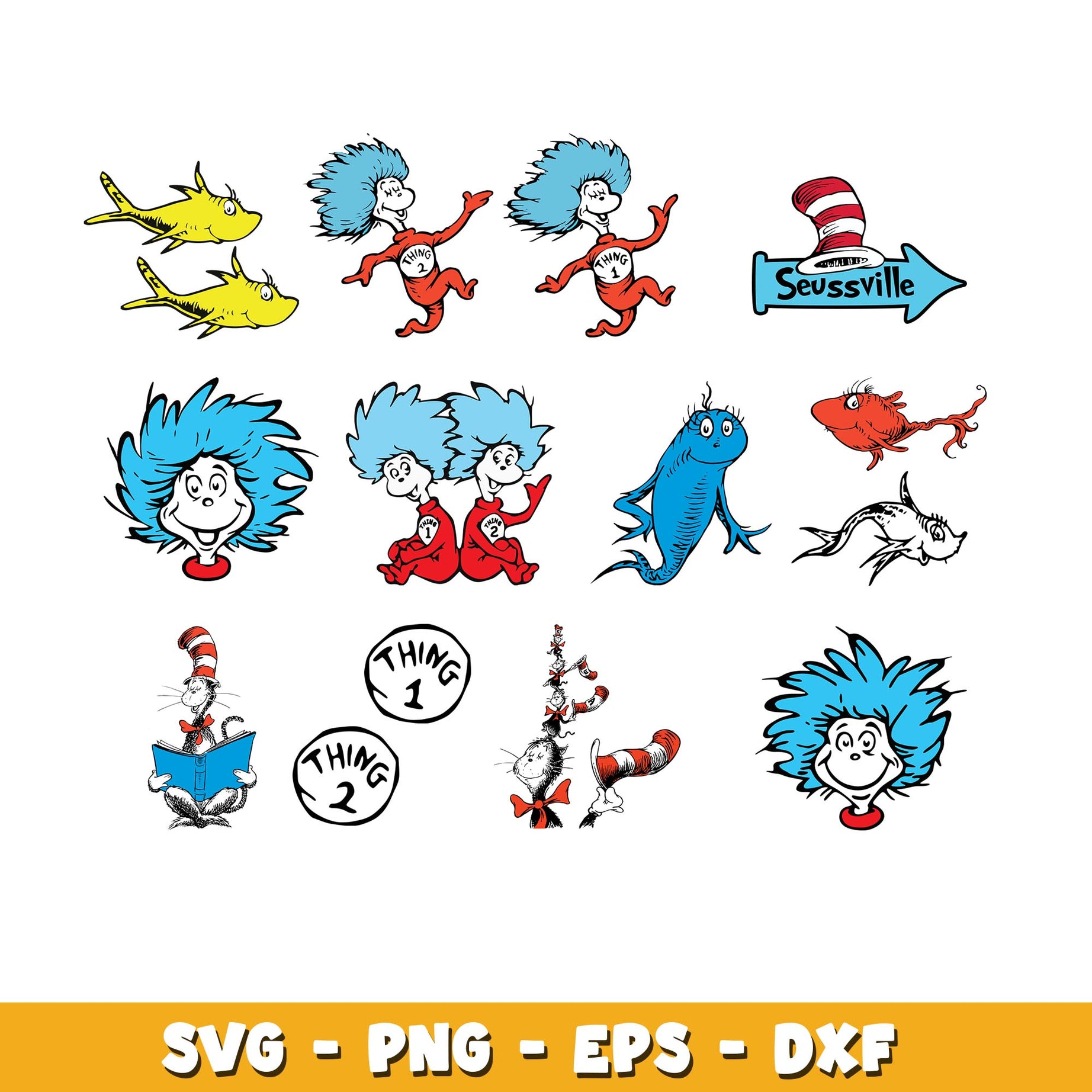  Thing One And Thing Two svg, Dr. Seuss bundle svg, Holiday svg 