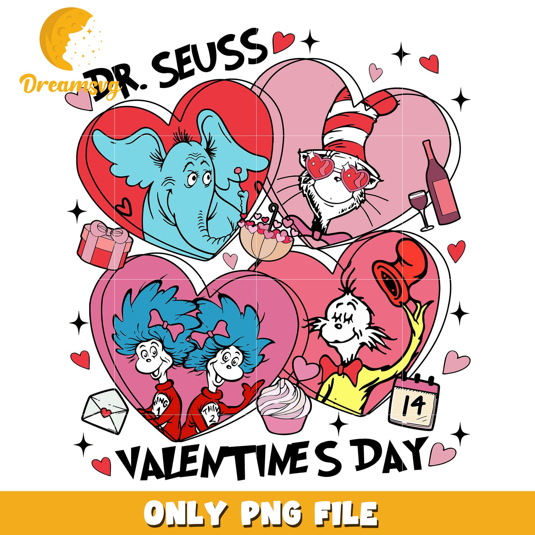 Dr.seuss characters valentine's day png, Dr.seuss characters png