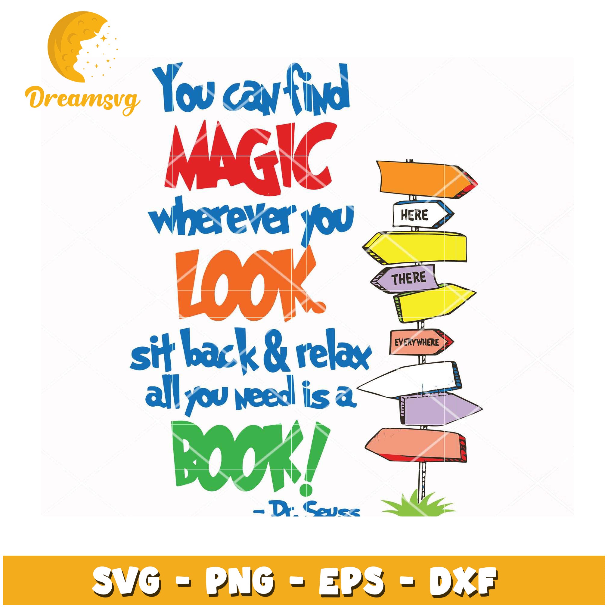Dr Seuss Book Magic SVG Cut File