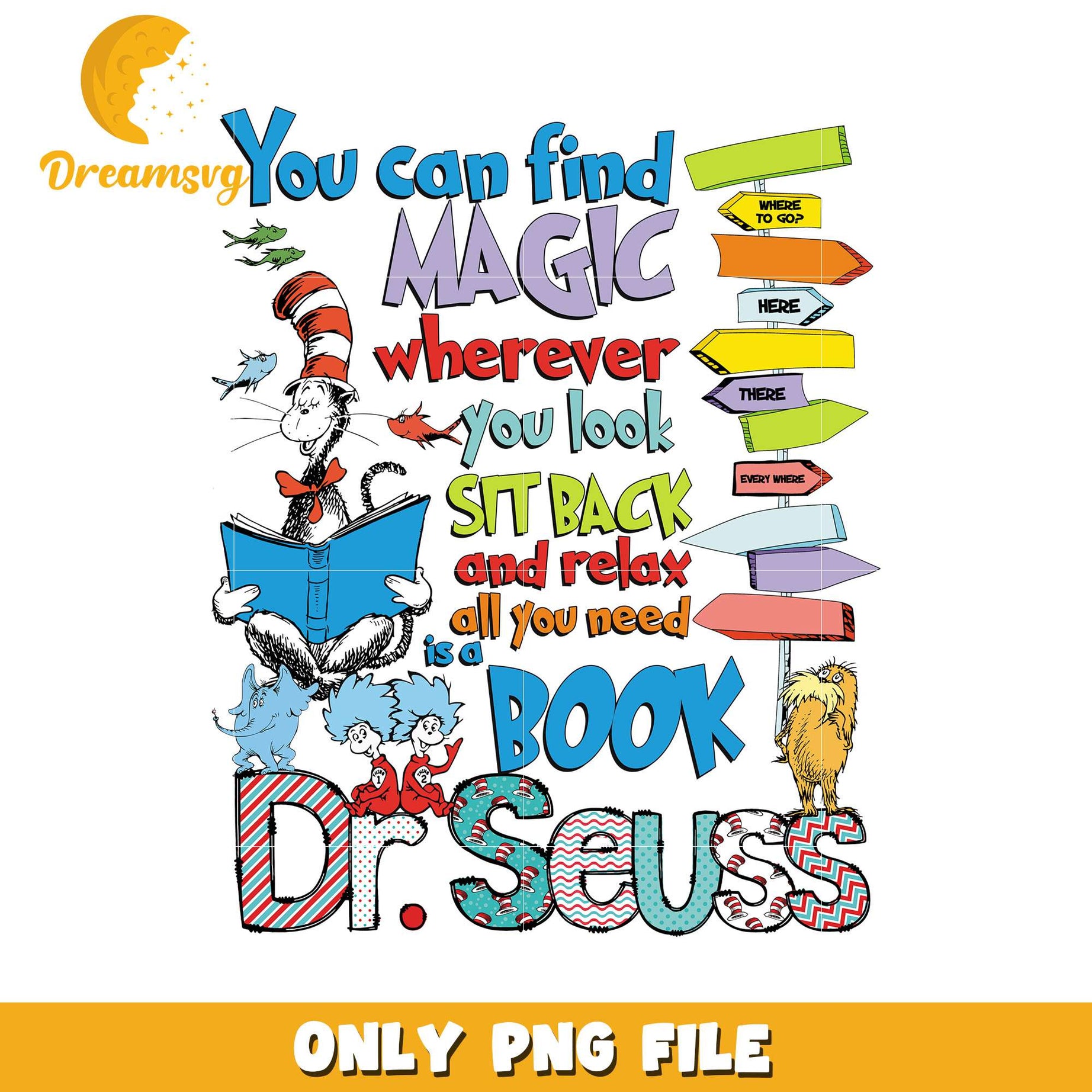 Dr Seuss Book PNG Sublimation Design