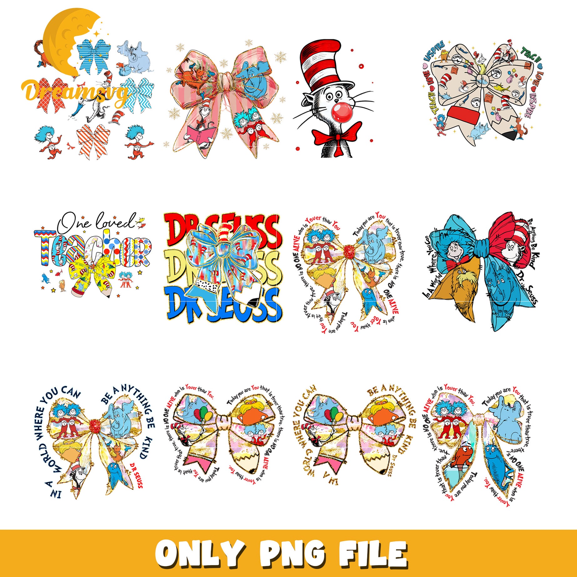 Dr Seuss Bow PNG Bundle