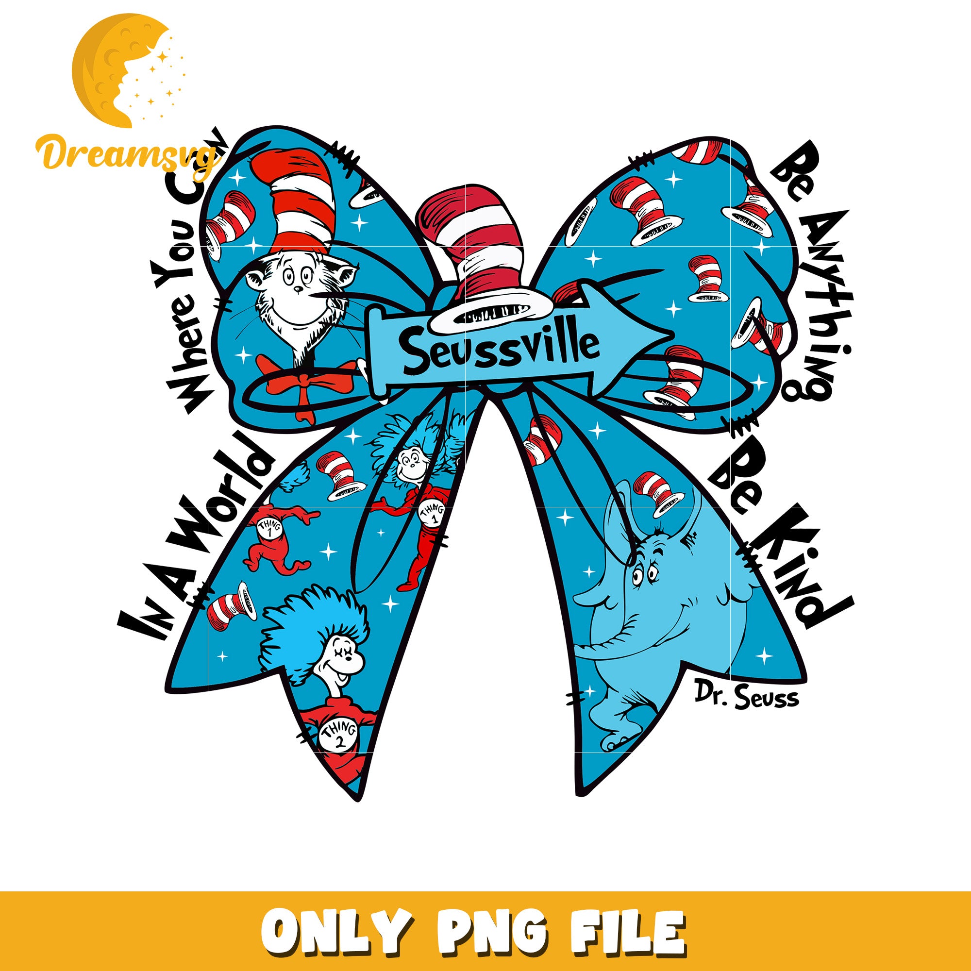 Dr Seuss Bow PNG Sublimation Design