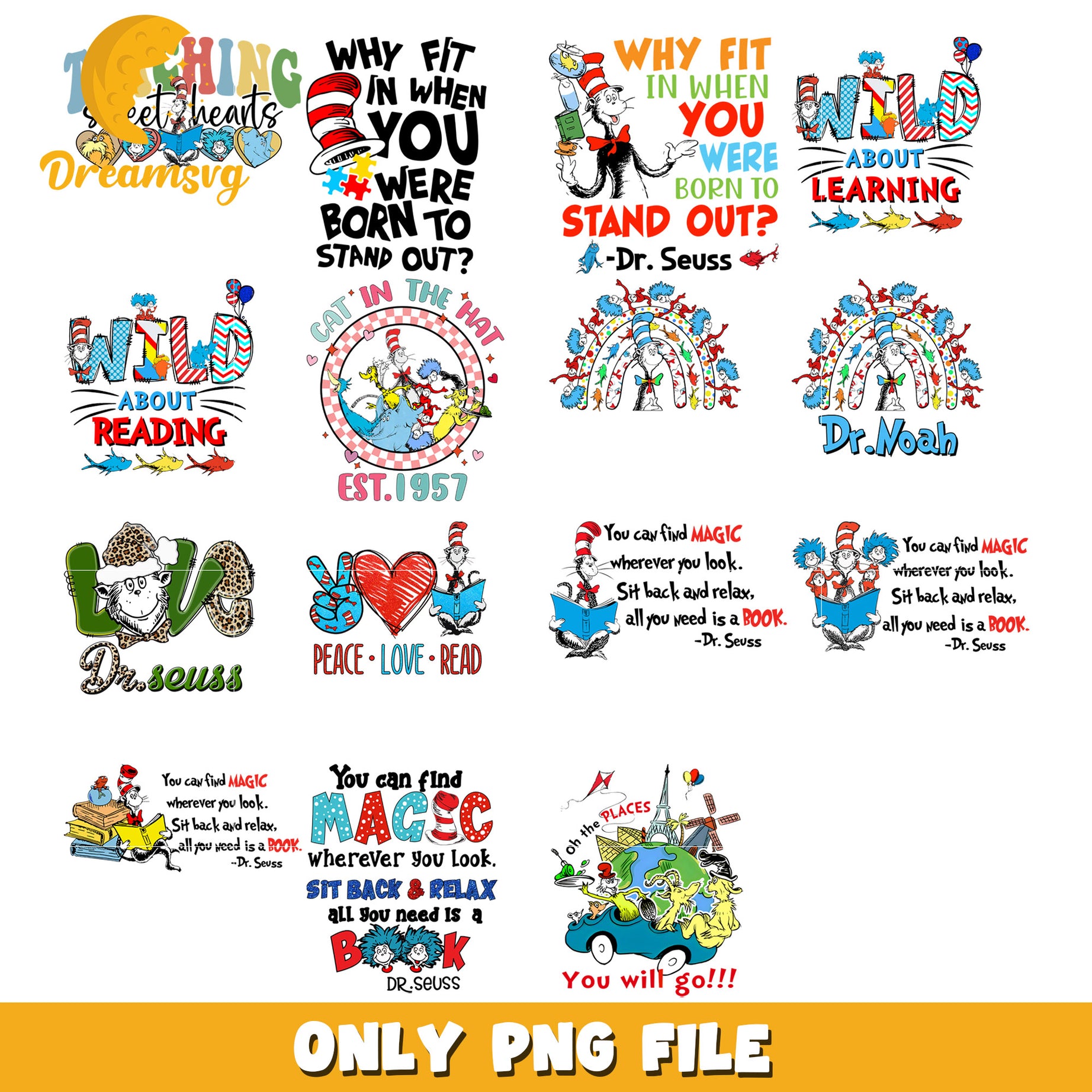 Dr Seuss Bundle PNG Sublimation