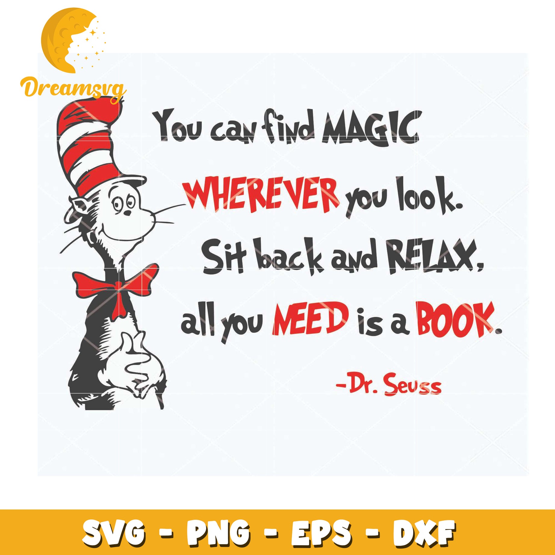 Dr Seuss Cat Book SVG Cut File