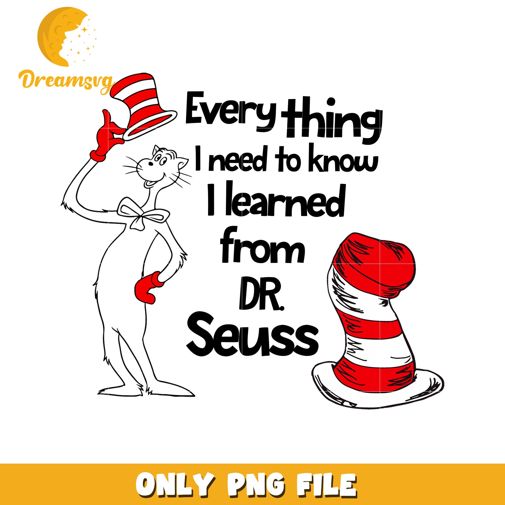 Dr Seuss Cat PNG Everything I Learned