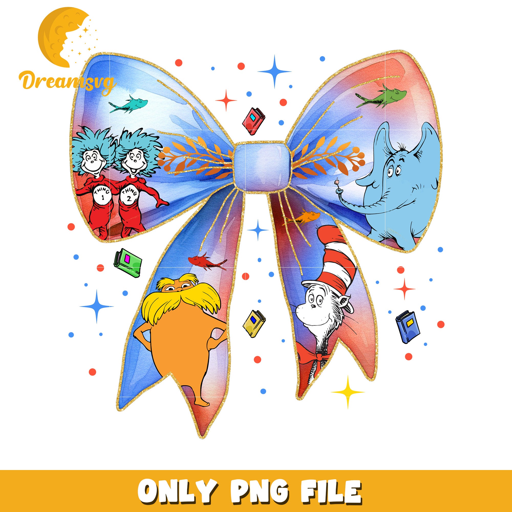 Dr Seuss Character Bow PNG File for Craft Projects
