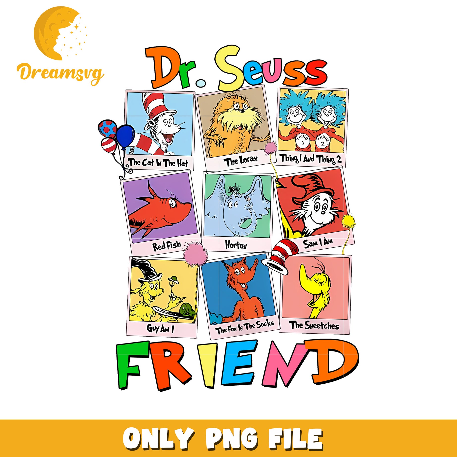 Dr Seuss Character Friends PNG File for Fun Creative Projects