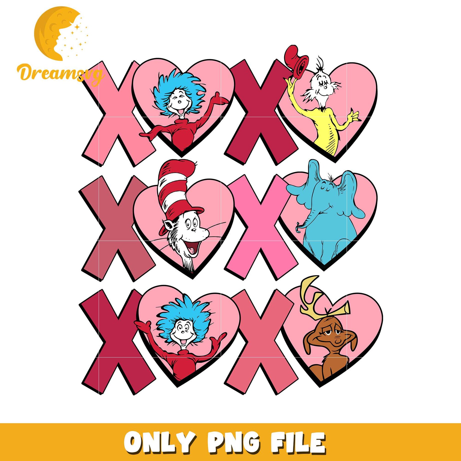 Dr Seuss Character Hearts PNG Fun Design for Kids Crafts