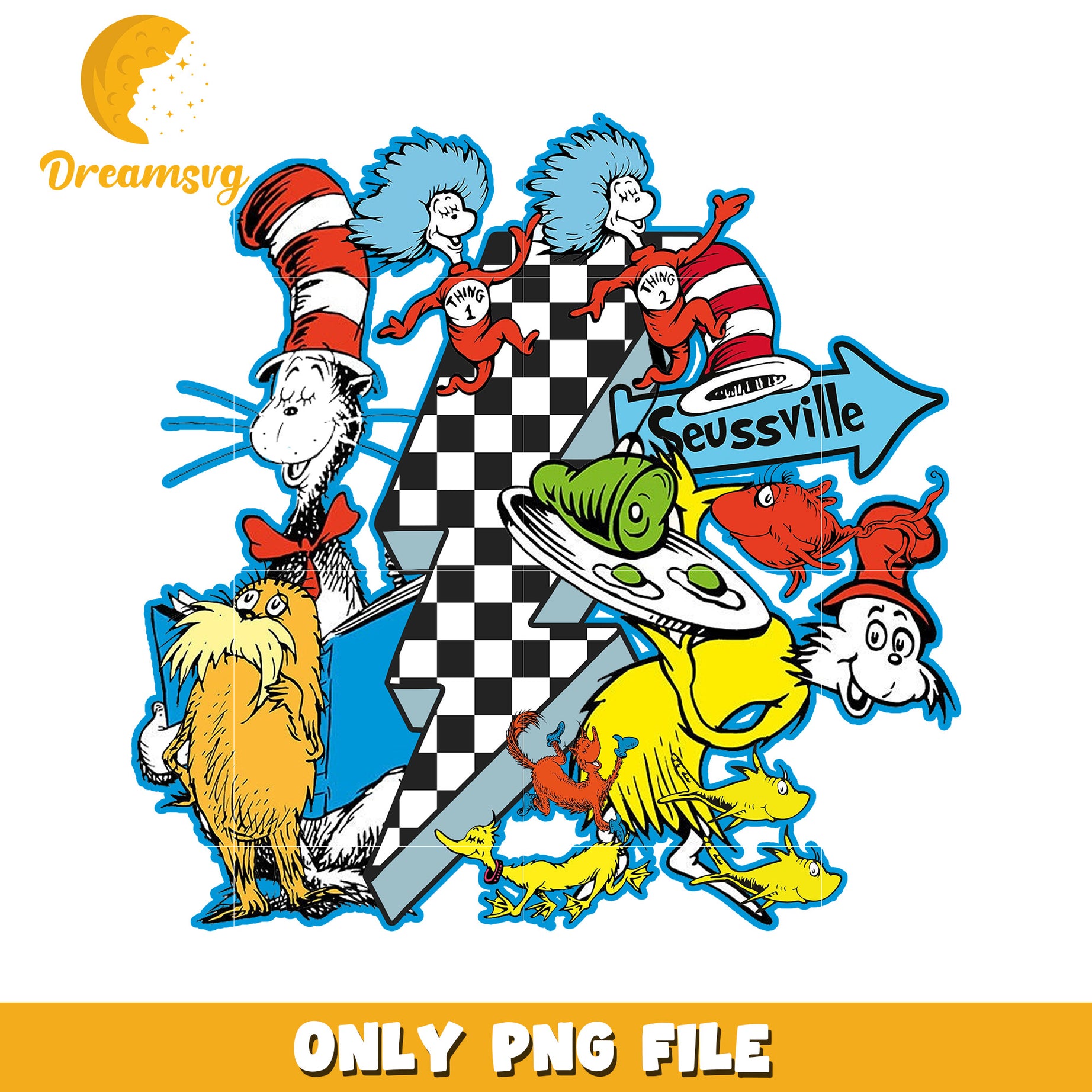 Dr Seuss Characters PNG Sublimation Design