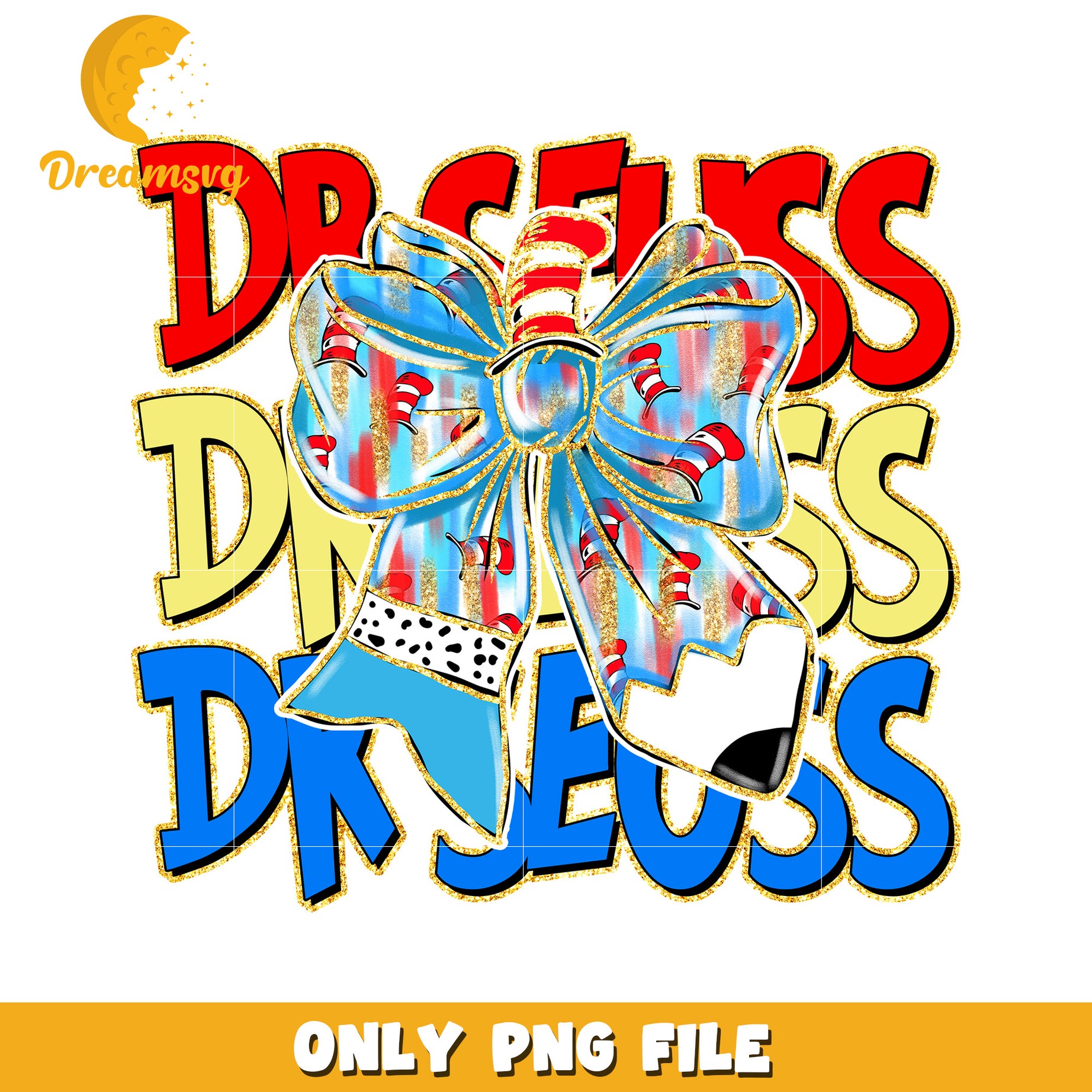 Dr Seuss Christmas Bow PNG Graphic for Holiday Decor