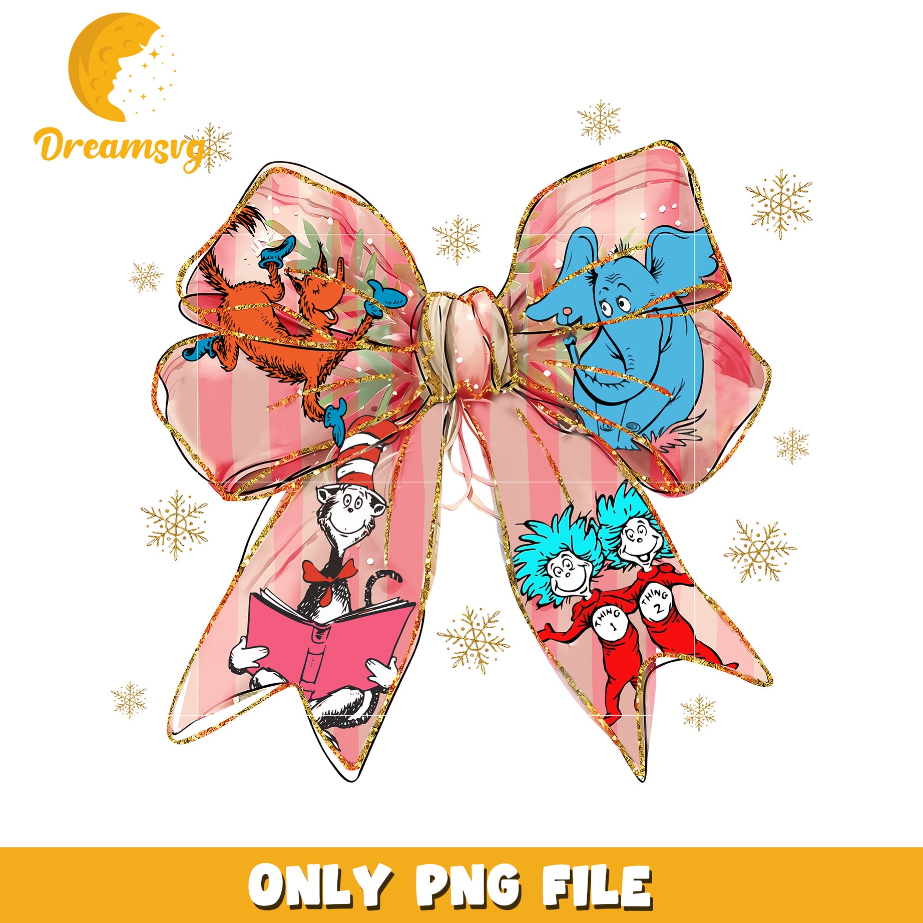 Dr Seuss Christmas Bow PNG Sublimation