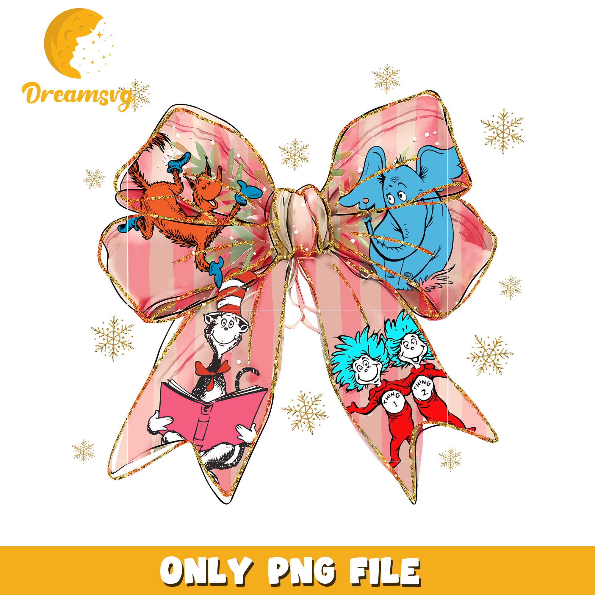 Dr Seuss Christmas Bow PNG Sublimation