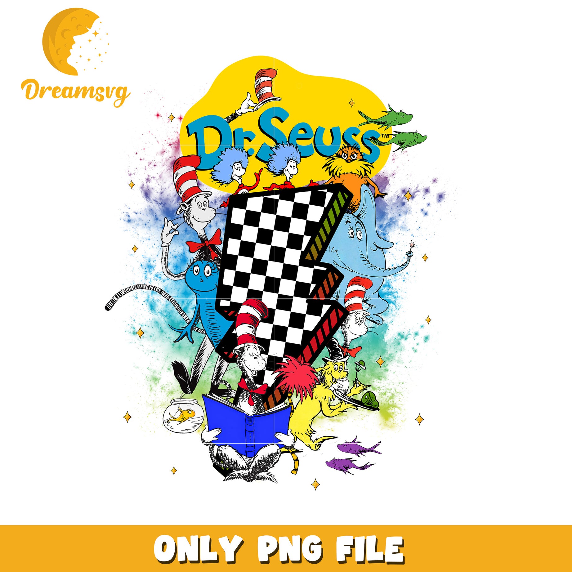 Dr Seuss Colorful Character Illustration in PNG Format