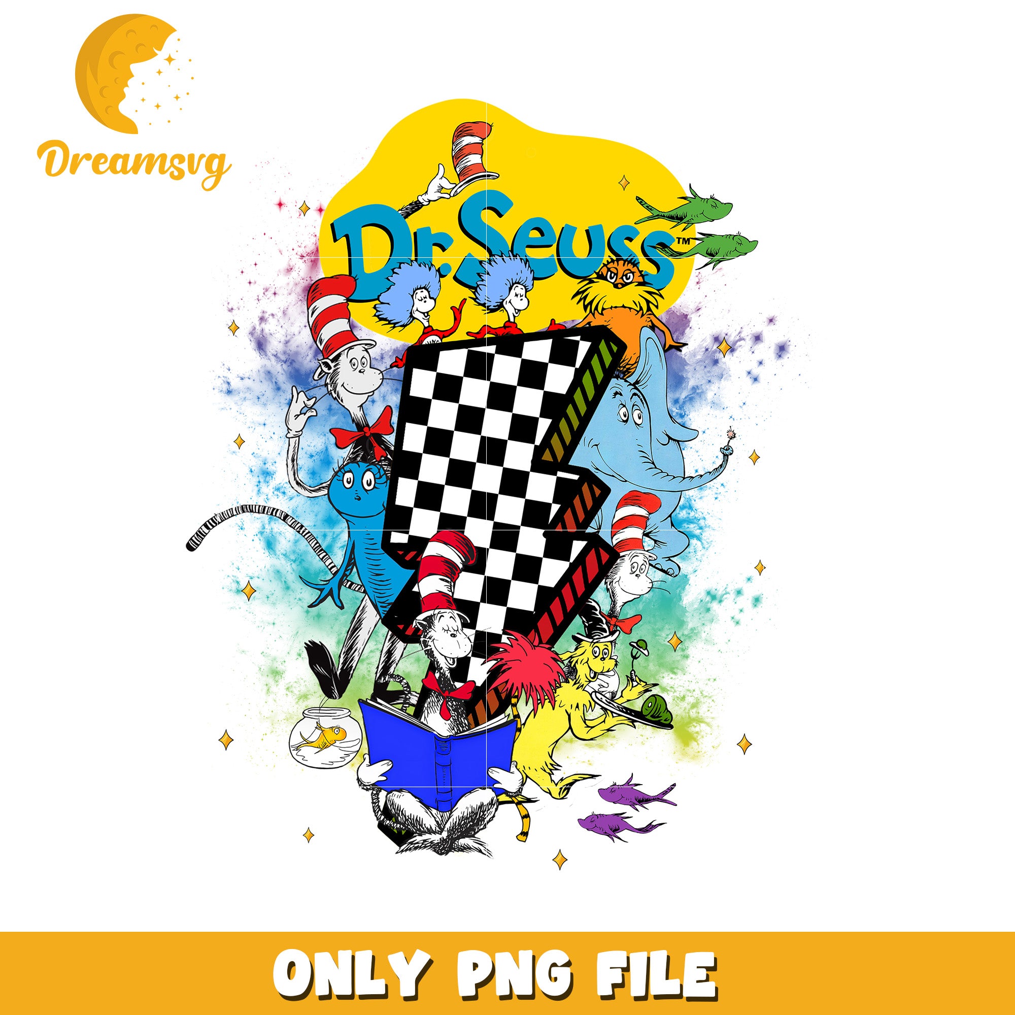 Dr Seuss Colorful Character Illustration in PNG Format