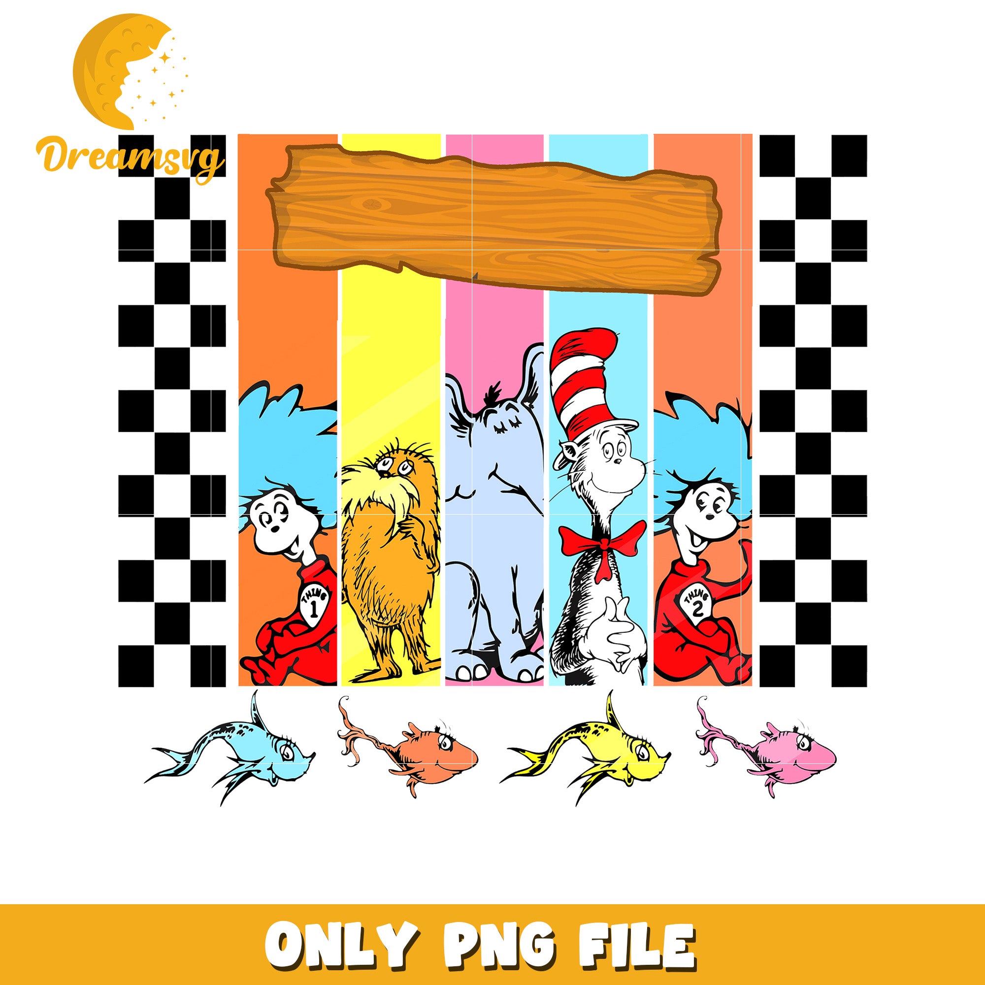 Dr Seuss Colorful PNG Art for Kids Room Decor Download