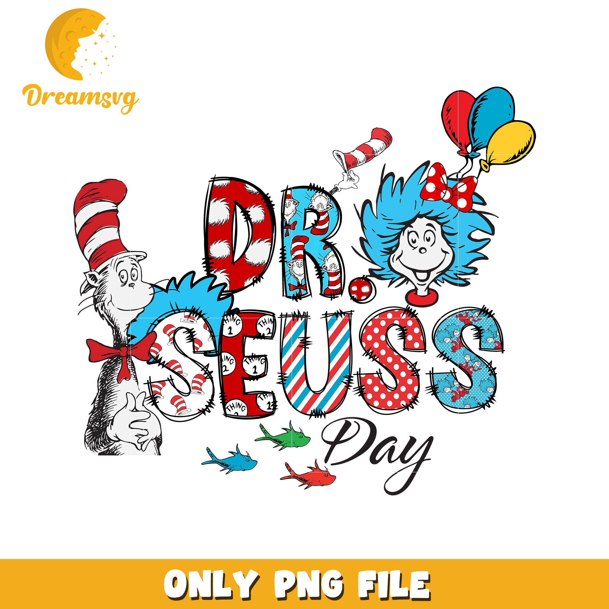 Dr Seuss Day Celebration Fun Colorful PNG Design File