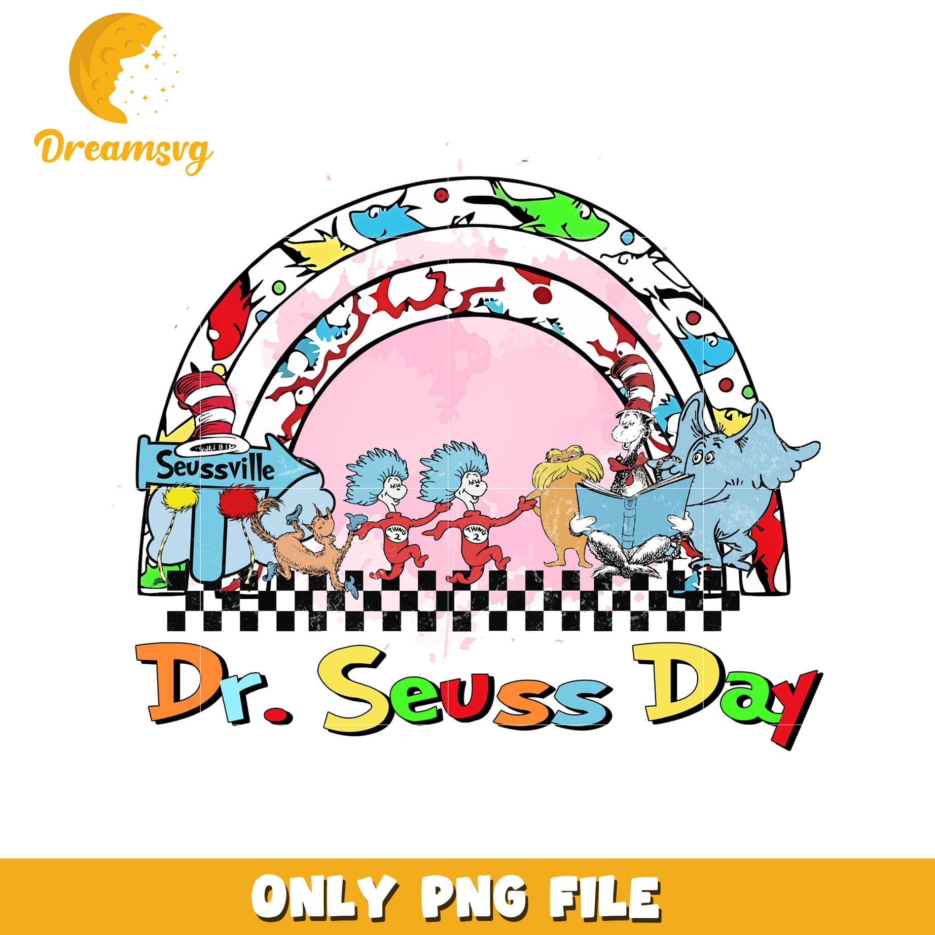 Dr Seuss Day Colorful Design PNG Graphic Print File
