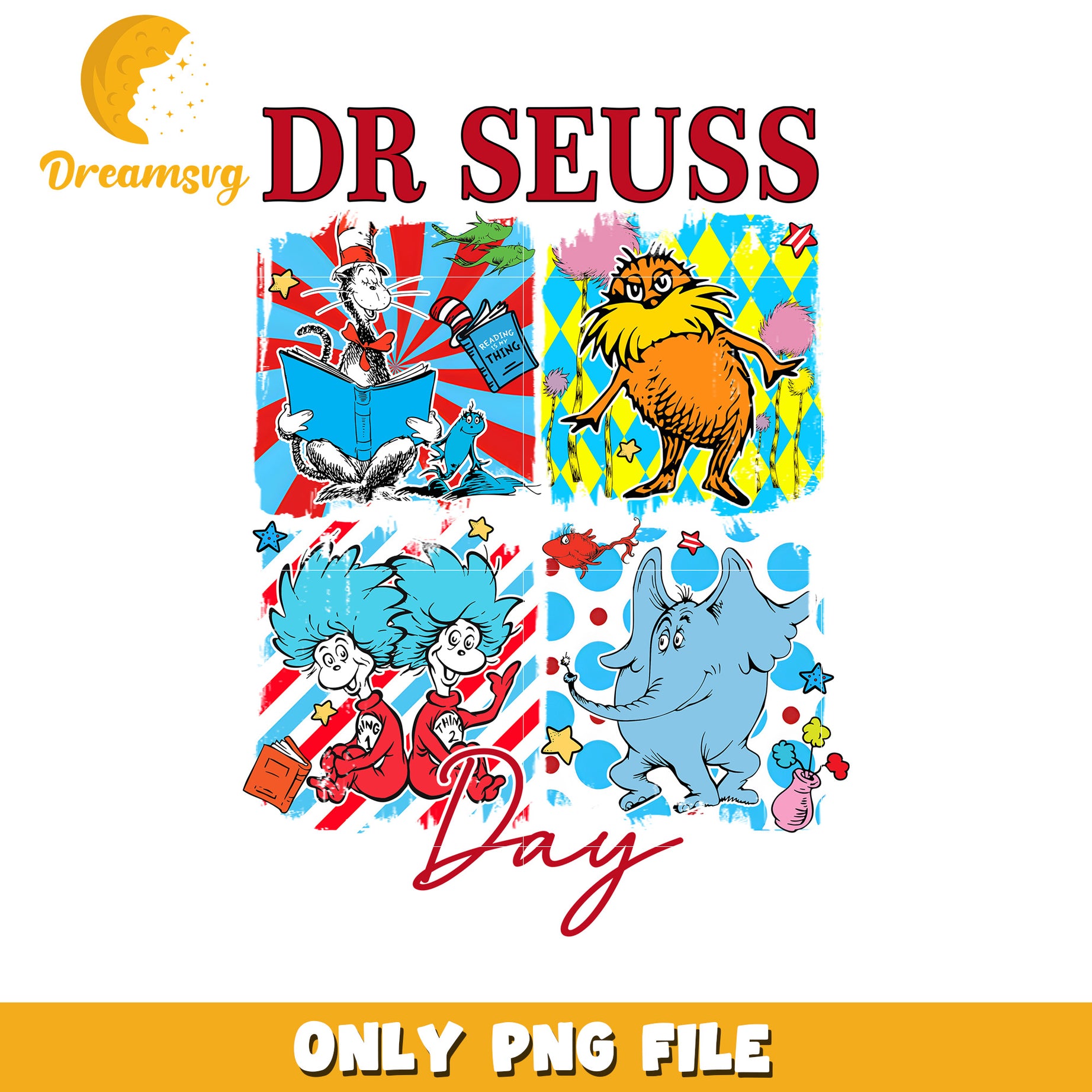 Dr Seuss Day Colorful PNG Art for Kids Activities