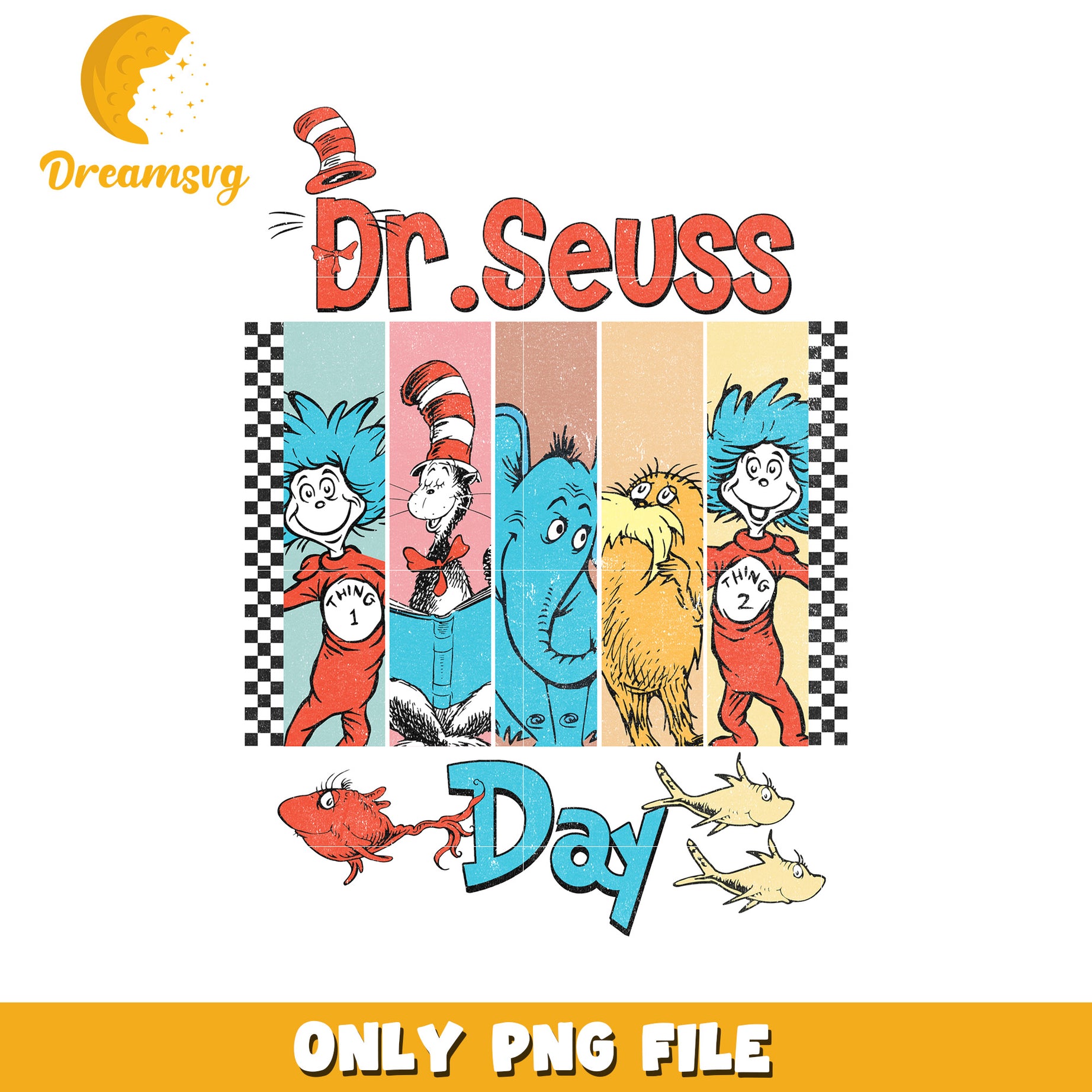 Dr Seuss Day Colorful PNG Design for Kids Activities