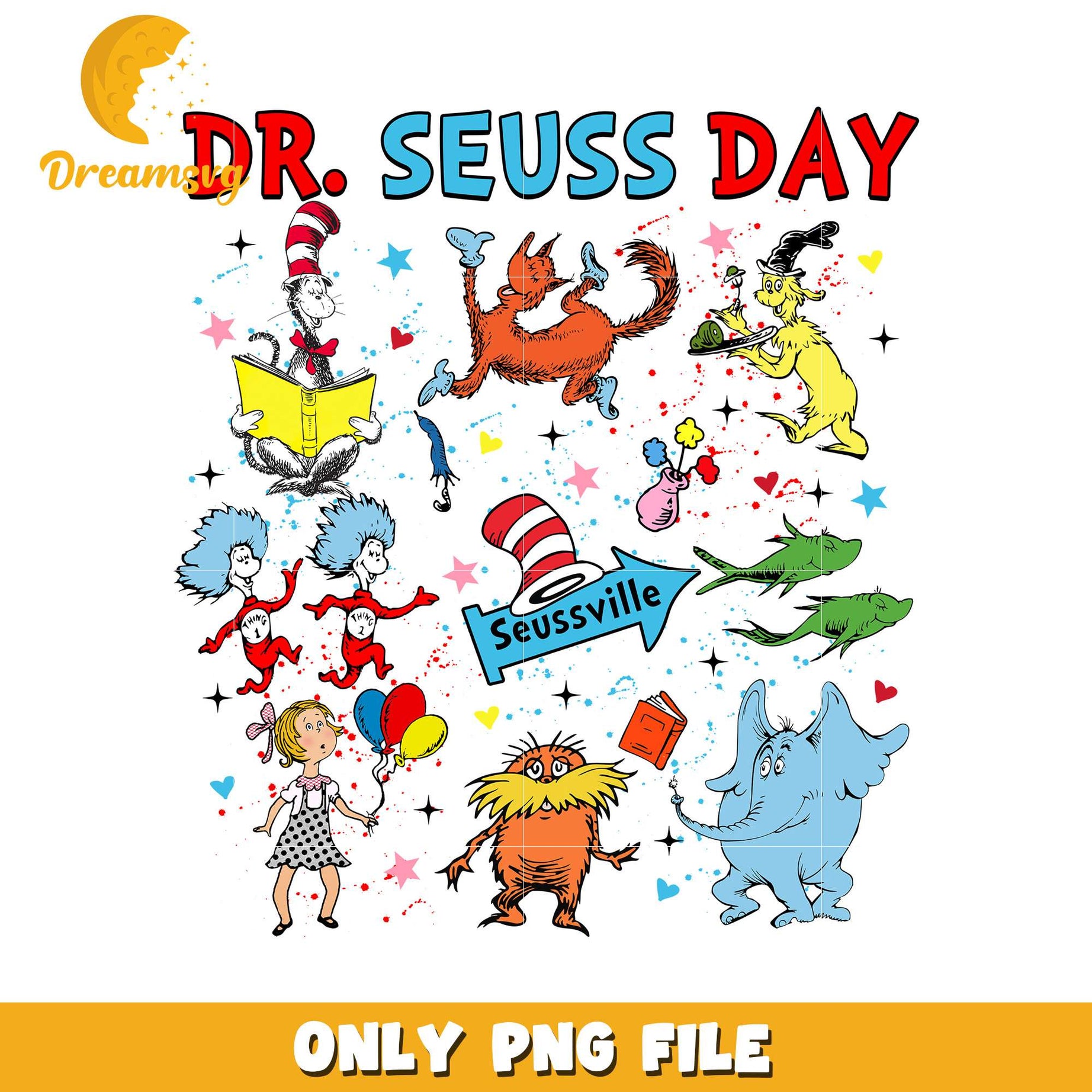Dr Seuss Day Colorful PNG Design for Kids and Celebrations