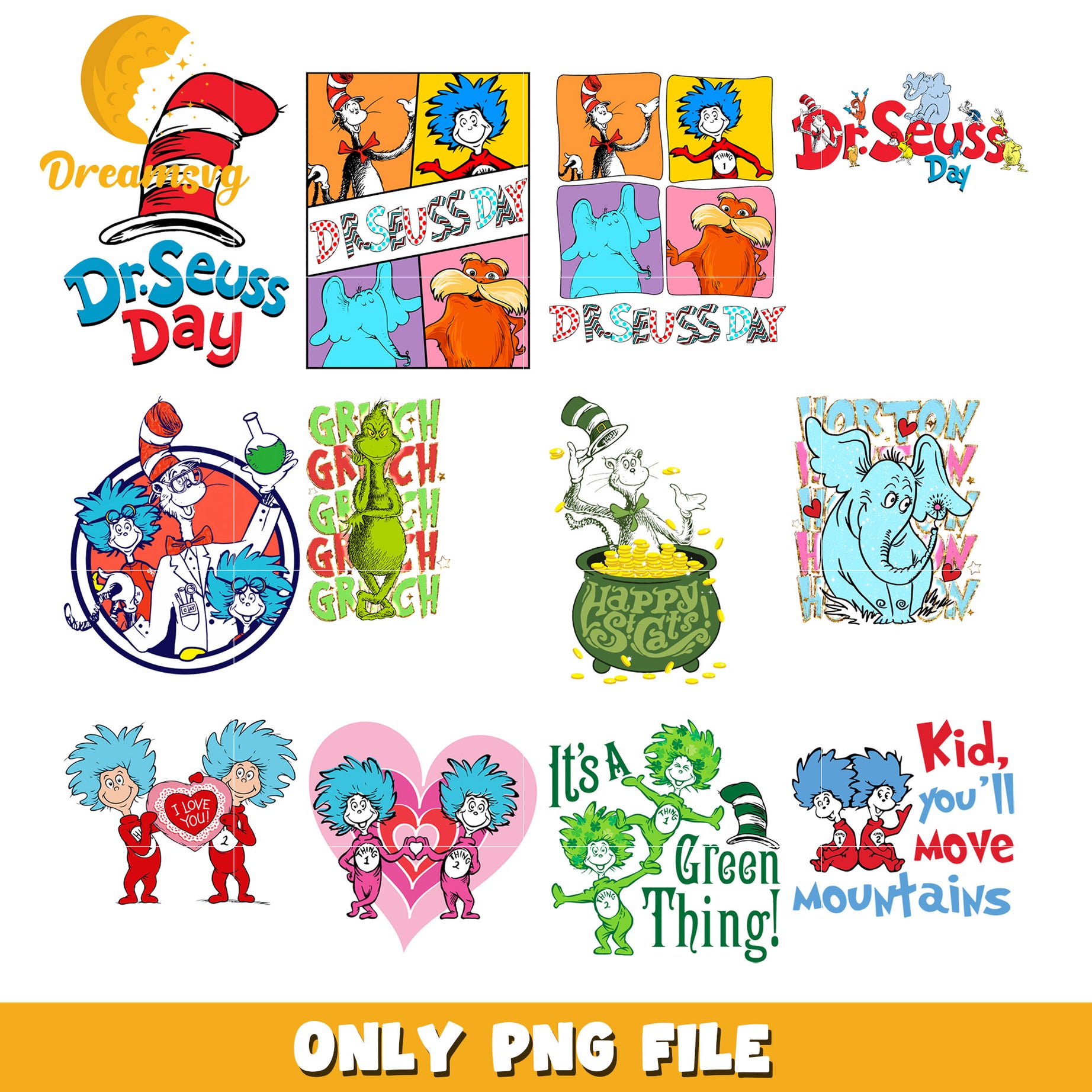 Dr Seuss Day PNG Bundle