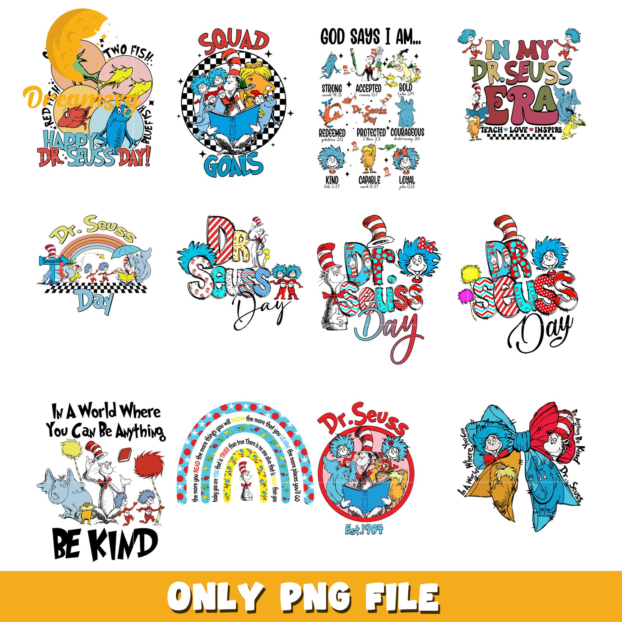 Dr Seuss Day PNG Bundle Designs