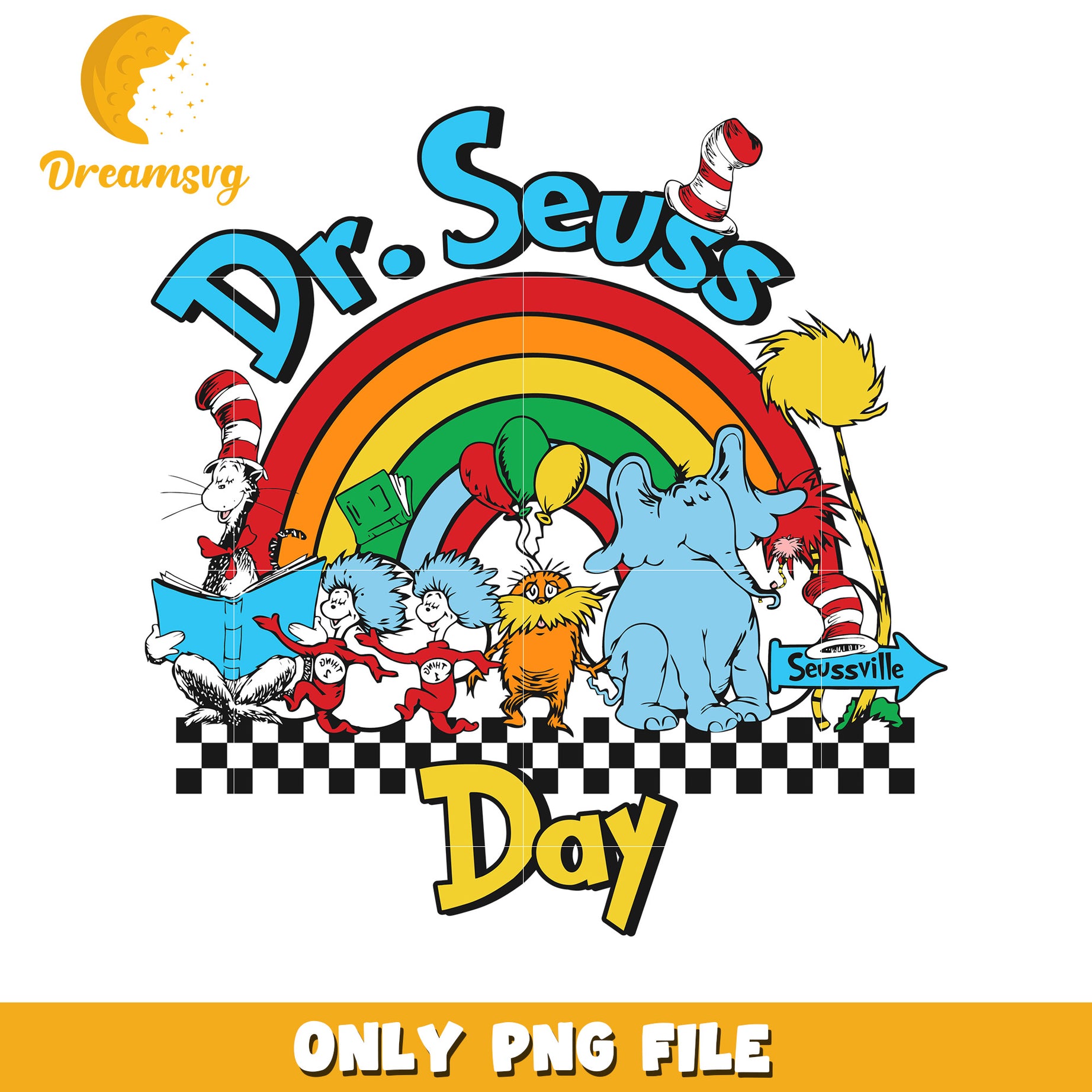 Dr Seuss Day PNG Rainbow Design