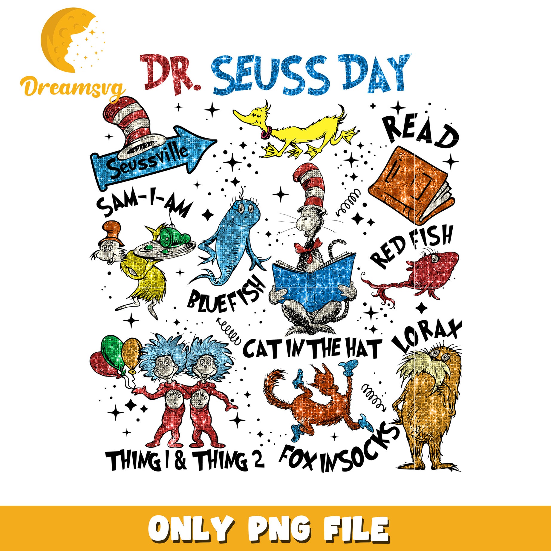 Dr Seuss Day PNG Sublimation Design