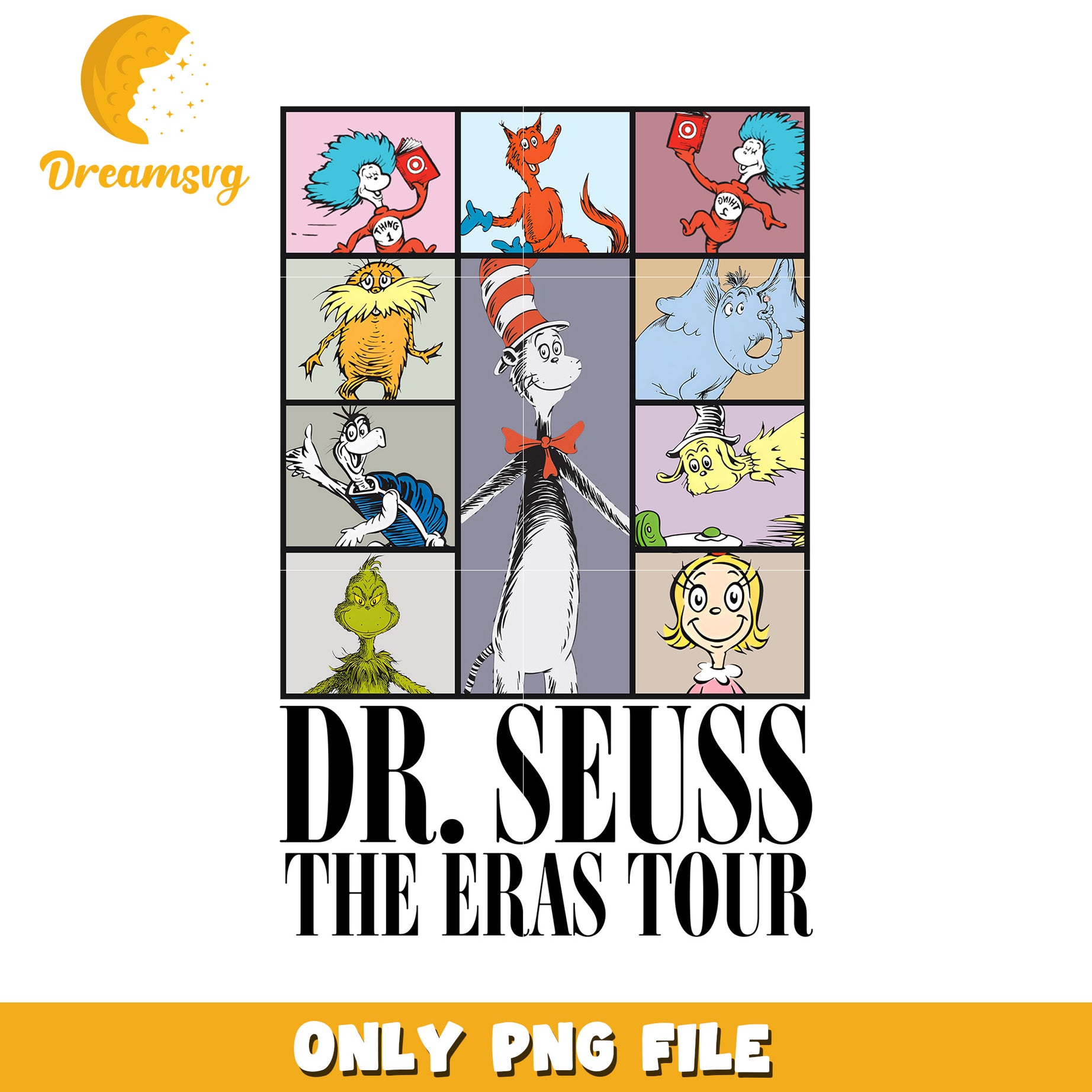 Dr Seuss Eras Tour PNG Graphic