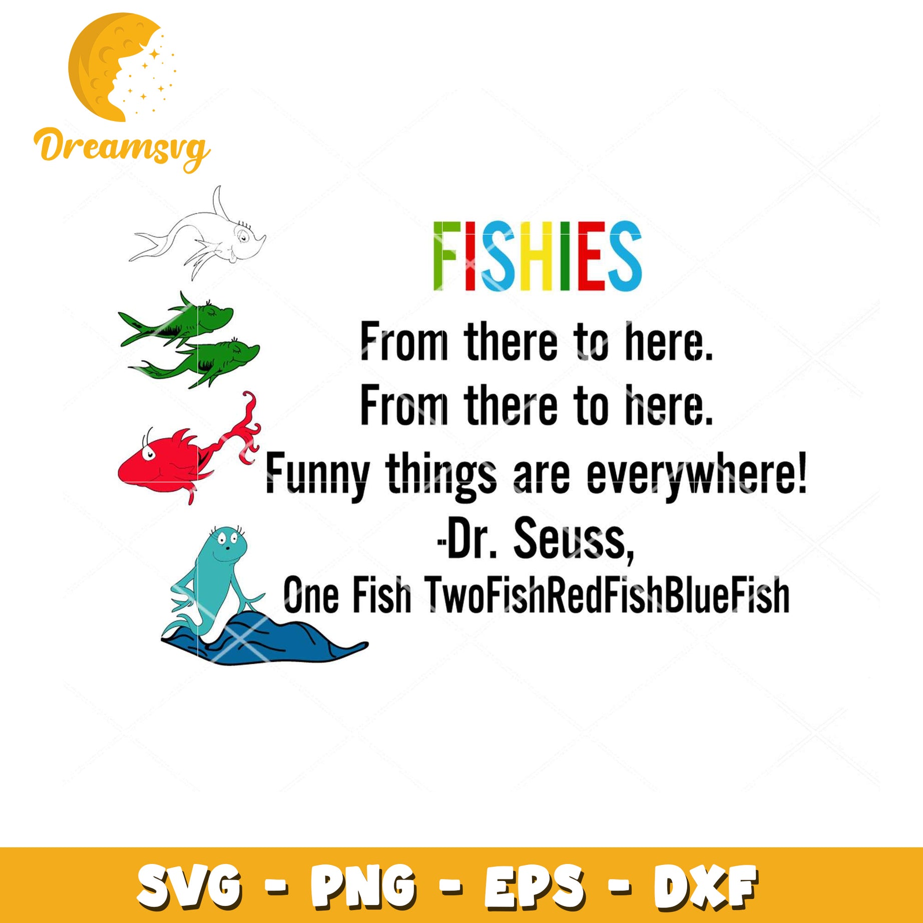 Dr Seuss Fish SVG Cut File