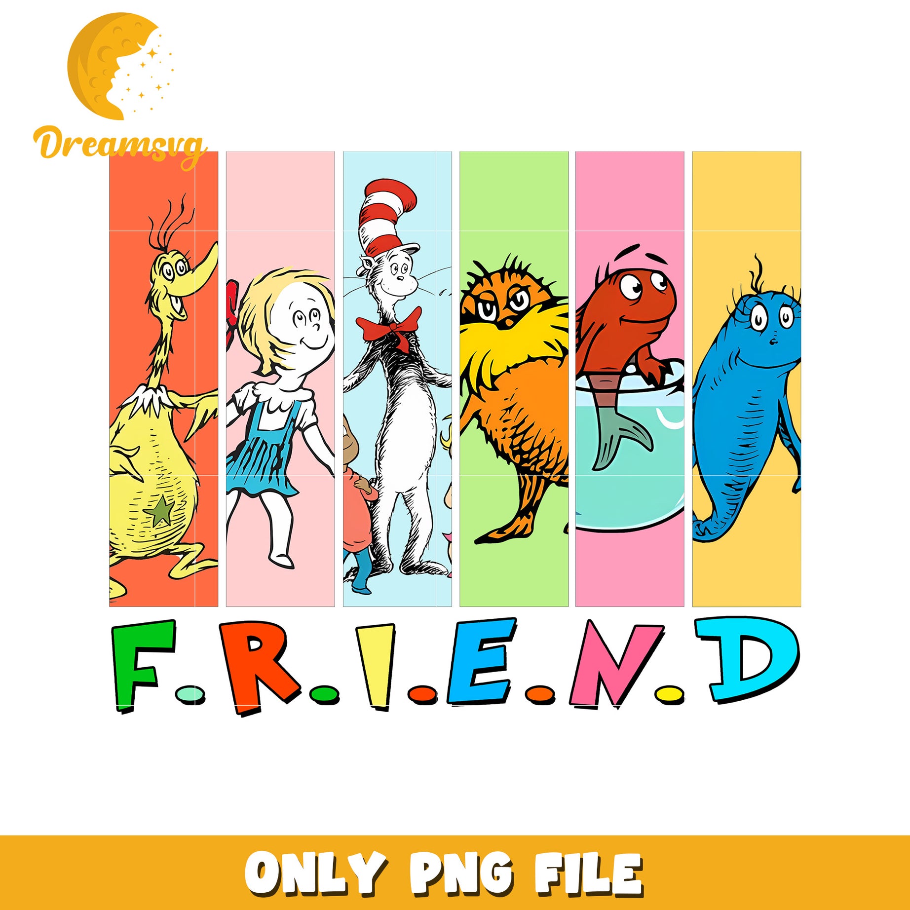 Dr Seuss Friends PNG Sublimation Design