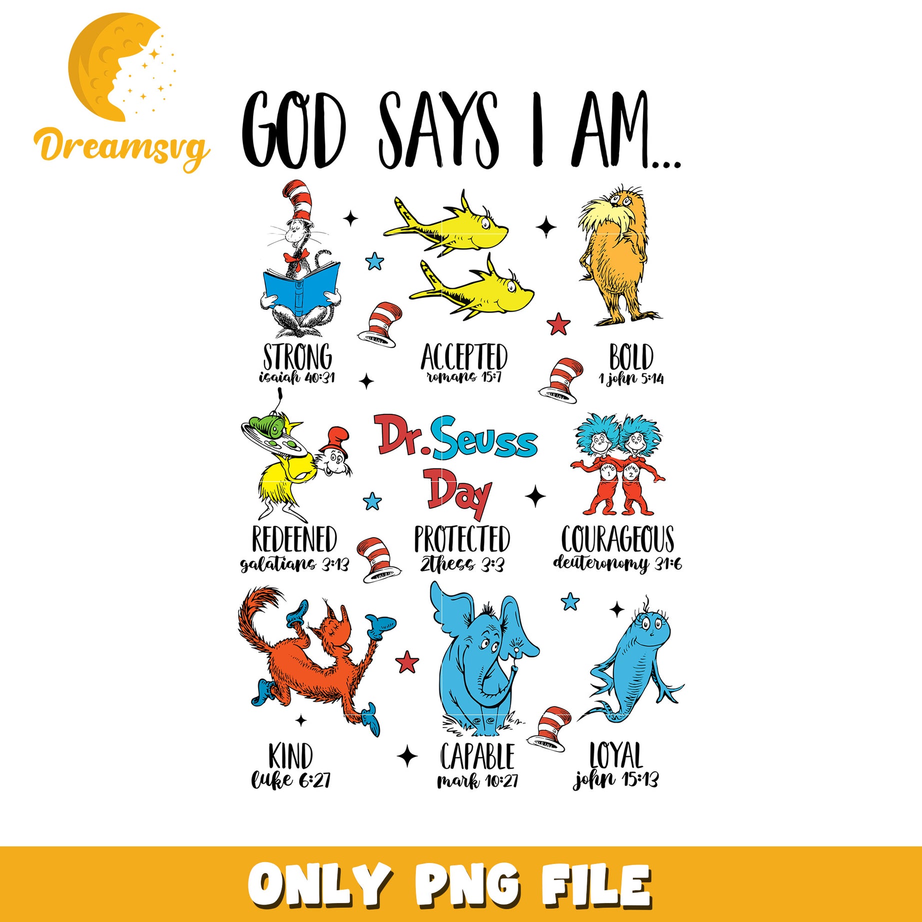 Dr Seuss God Says I Am PNG Design