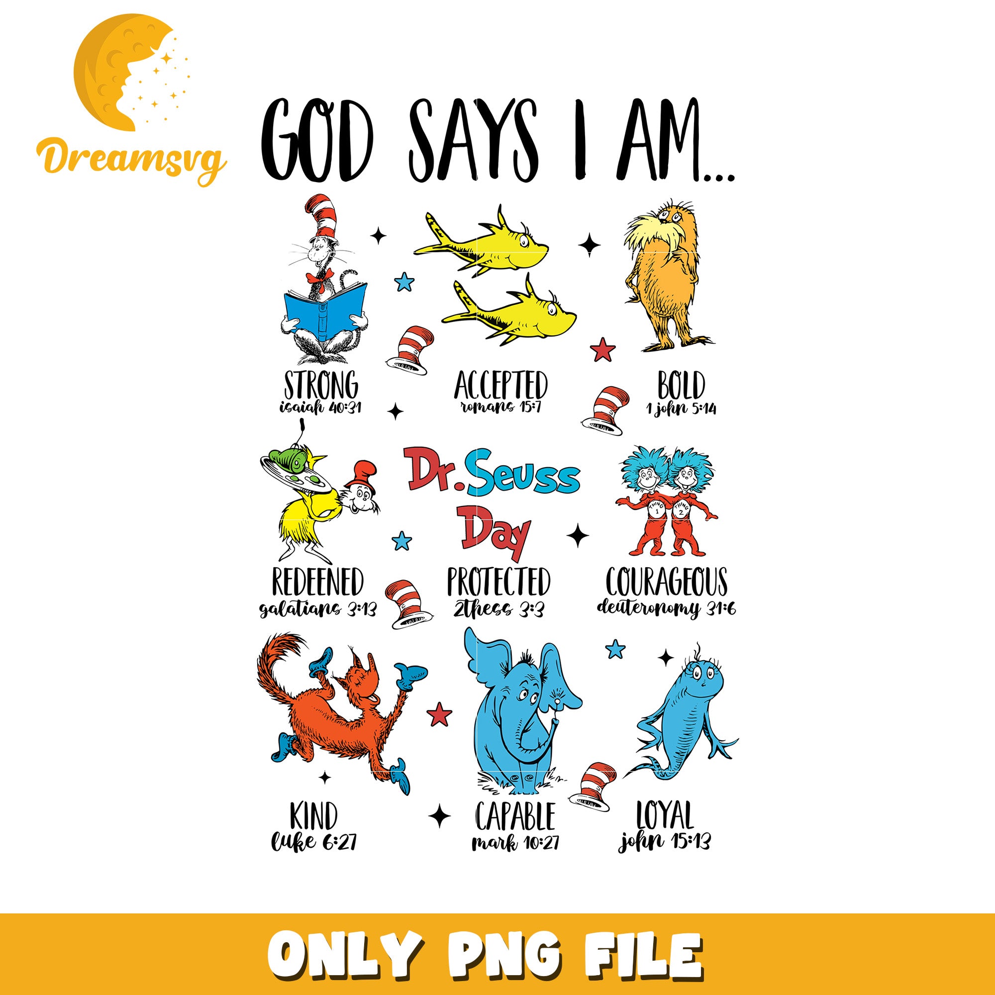 Dr Seuss God Says I Am PNG Design