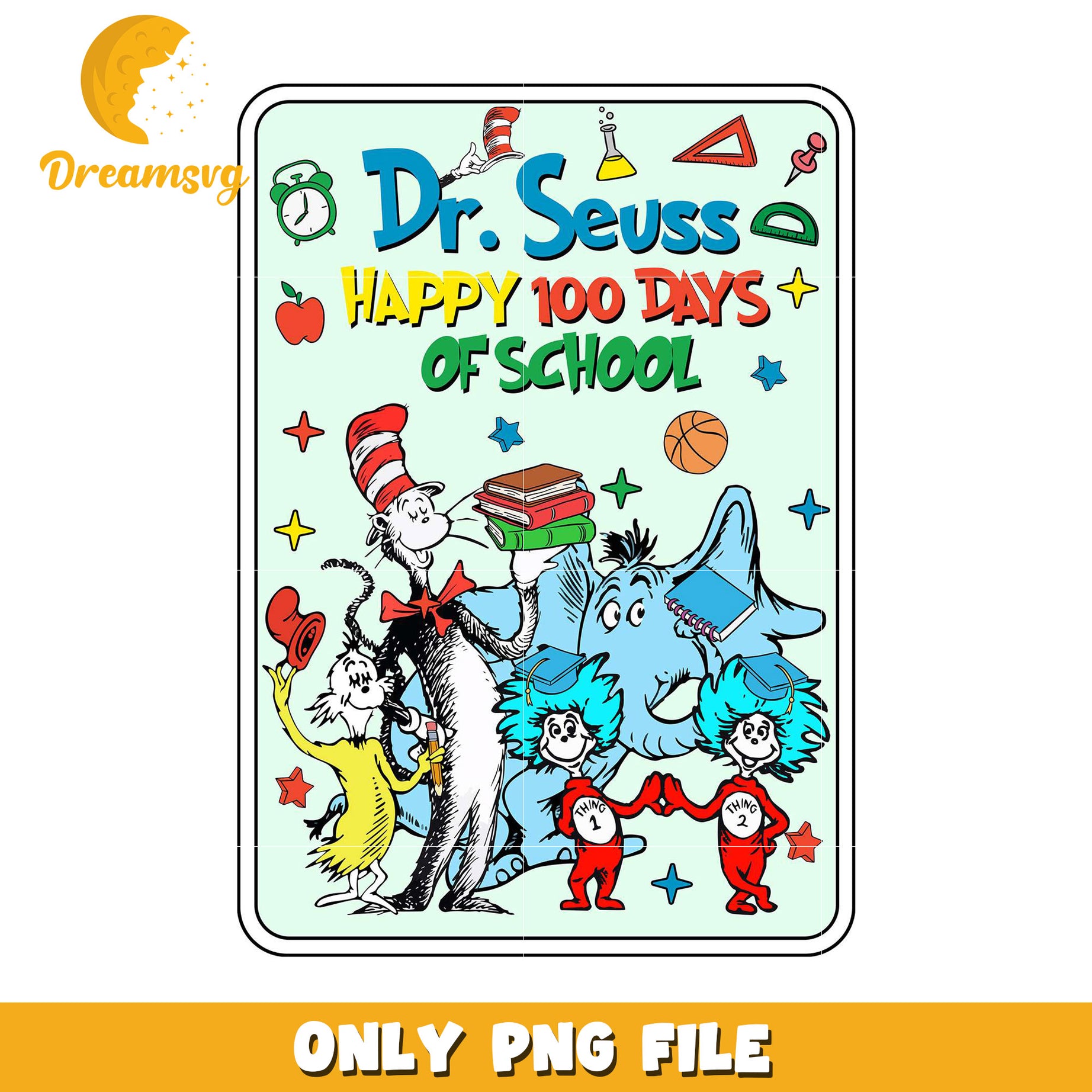 Dr Seuss Happy 100 Days of School PNG Design Download