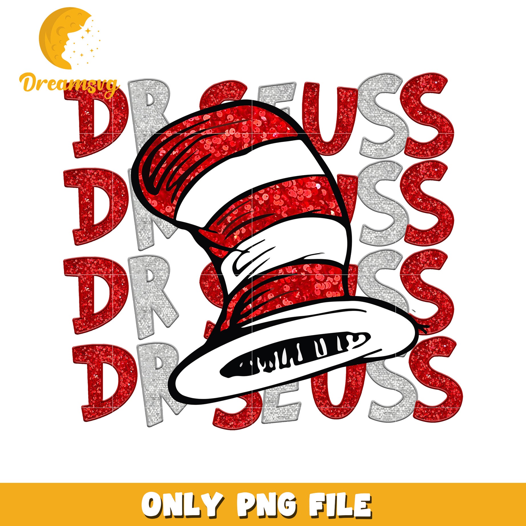 Dr Seuss Hat PNG Glitter Design