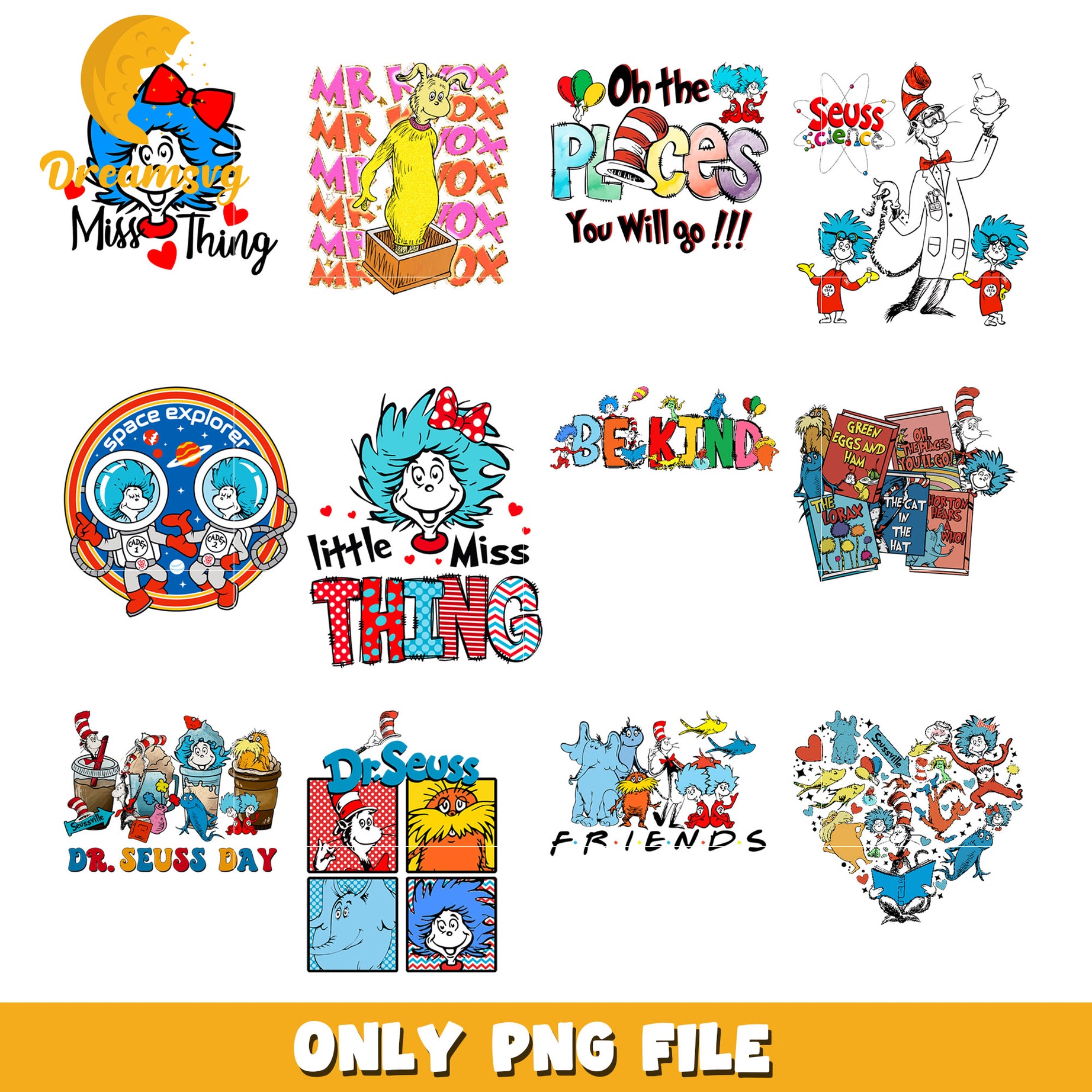 Dr Seuss Inspired Bundle PNG Fun Designs Set
