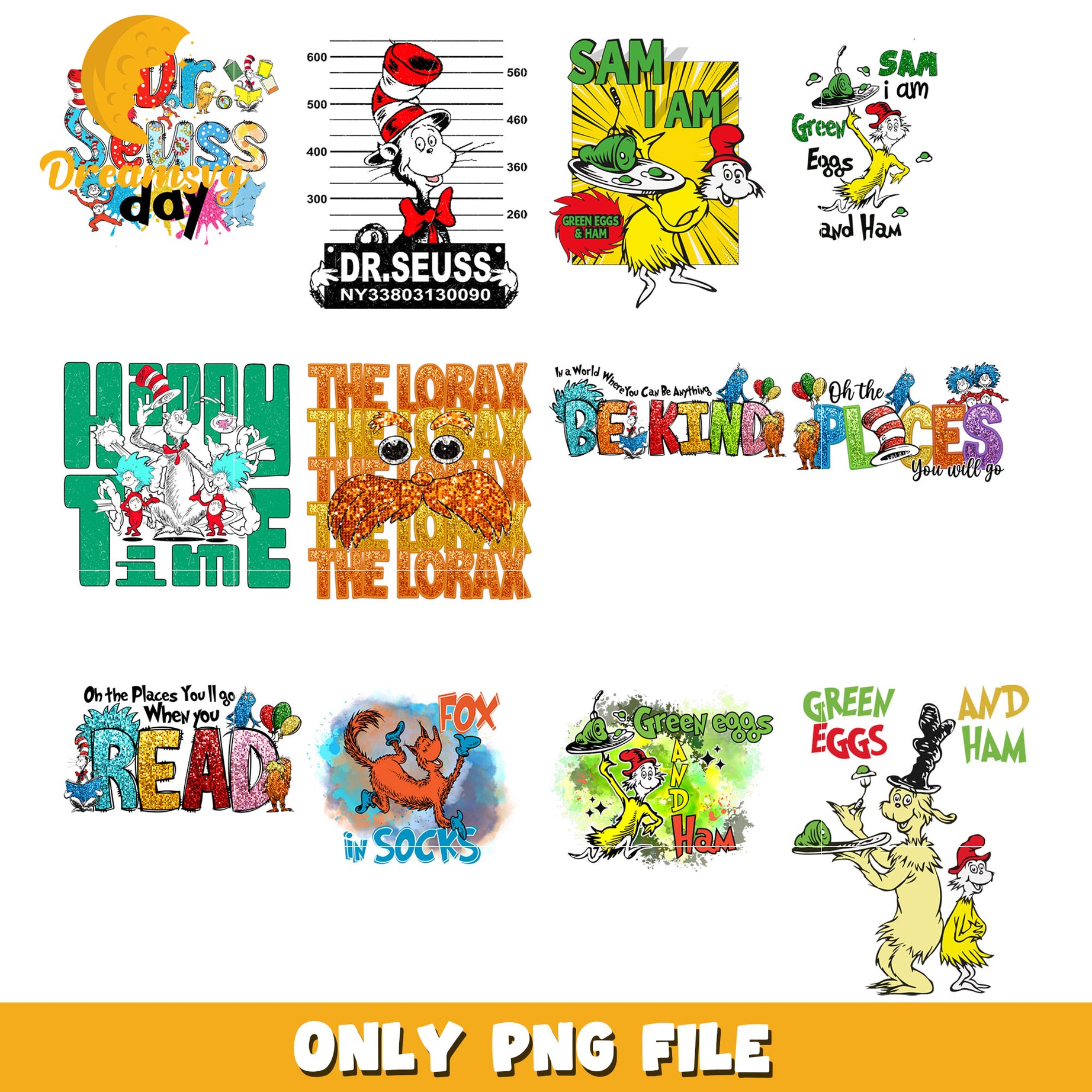 Dr Seuss Inspired Bundle PNG for Kids Fun Art